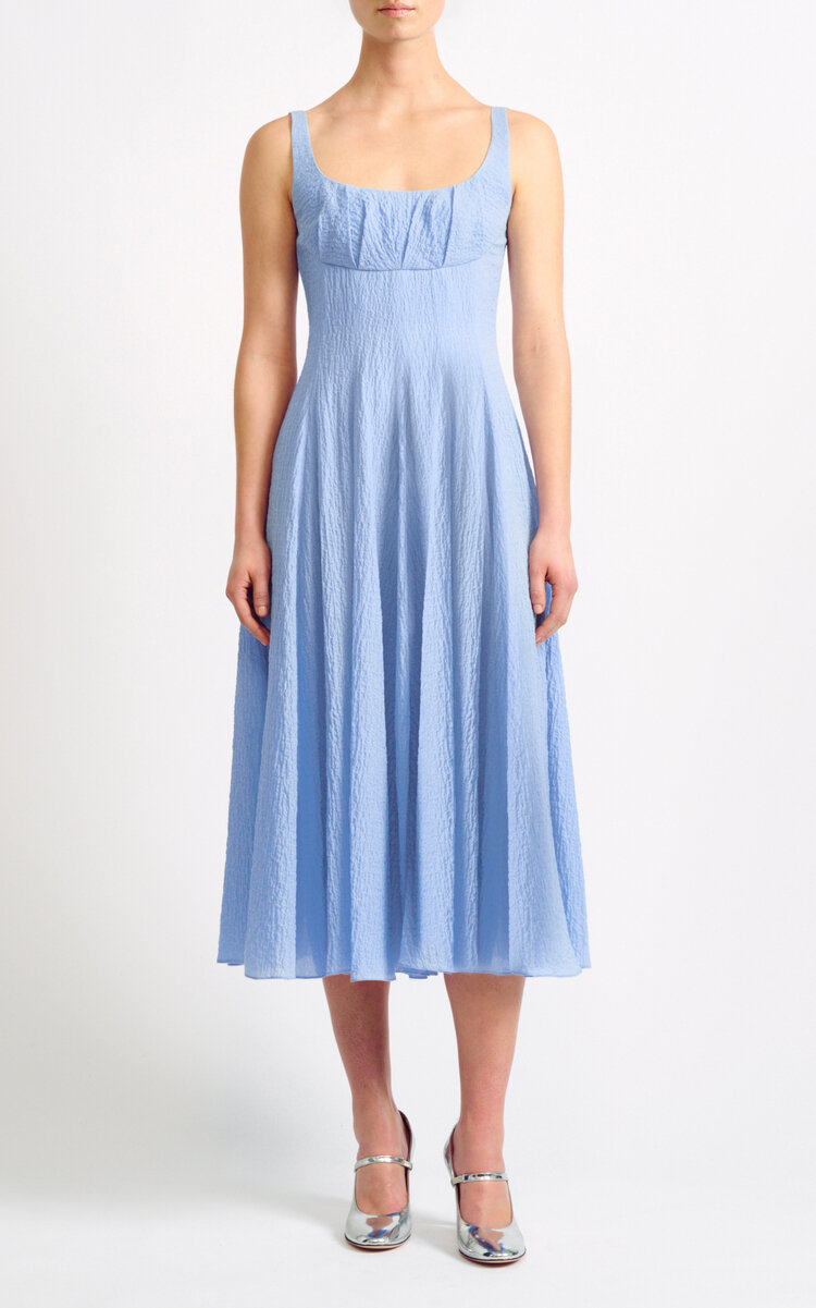 Emilia Wickstead Women's Hollins Crinkled Cotton Midi Dress In Blue ...