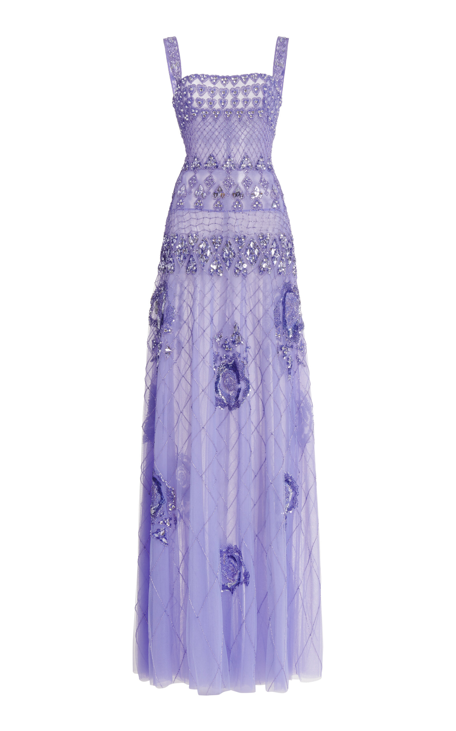 Zuhair Murad Embroidered Tulle Maxi Dress In Purple | ModeSens
