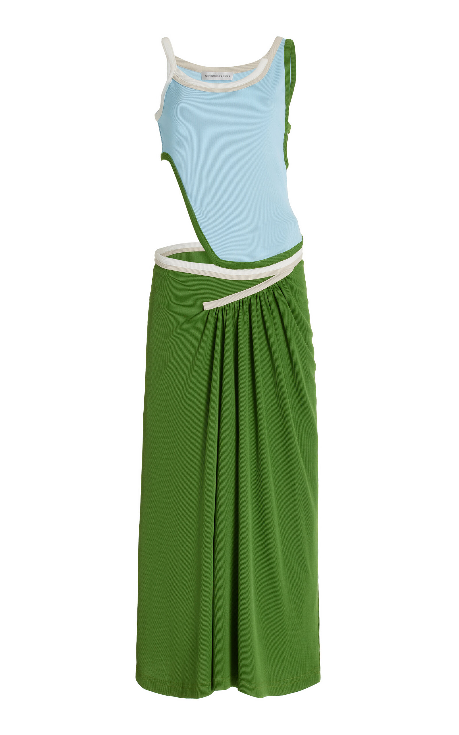 christopher esber asymmetric dress CHRISTOPHER ESBER Ravelled asymmetric cutout draped jersey maxi dress