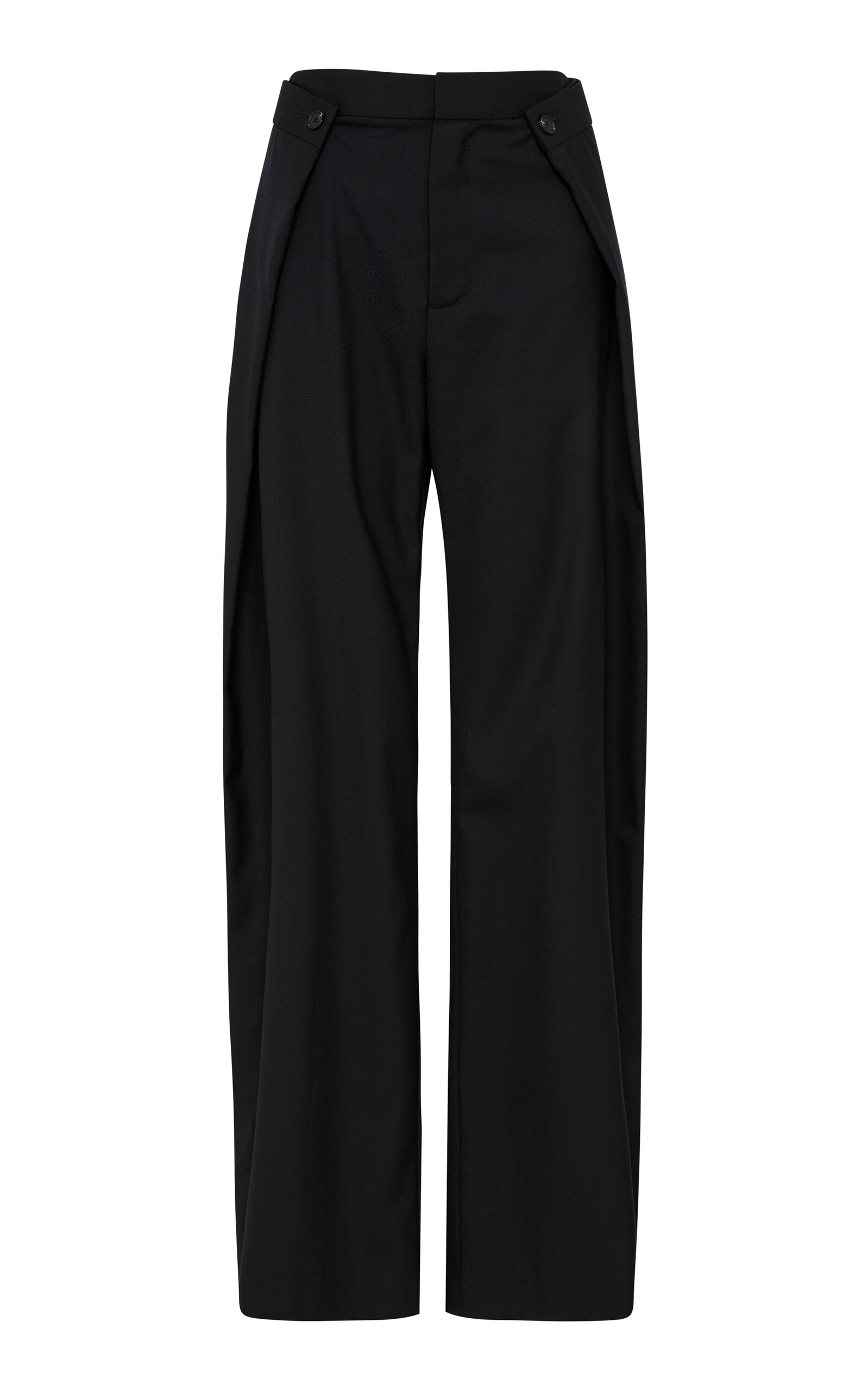 St. Agni Women's Fold-detailed Wool-blend Wide-leg Pants In Black