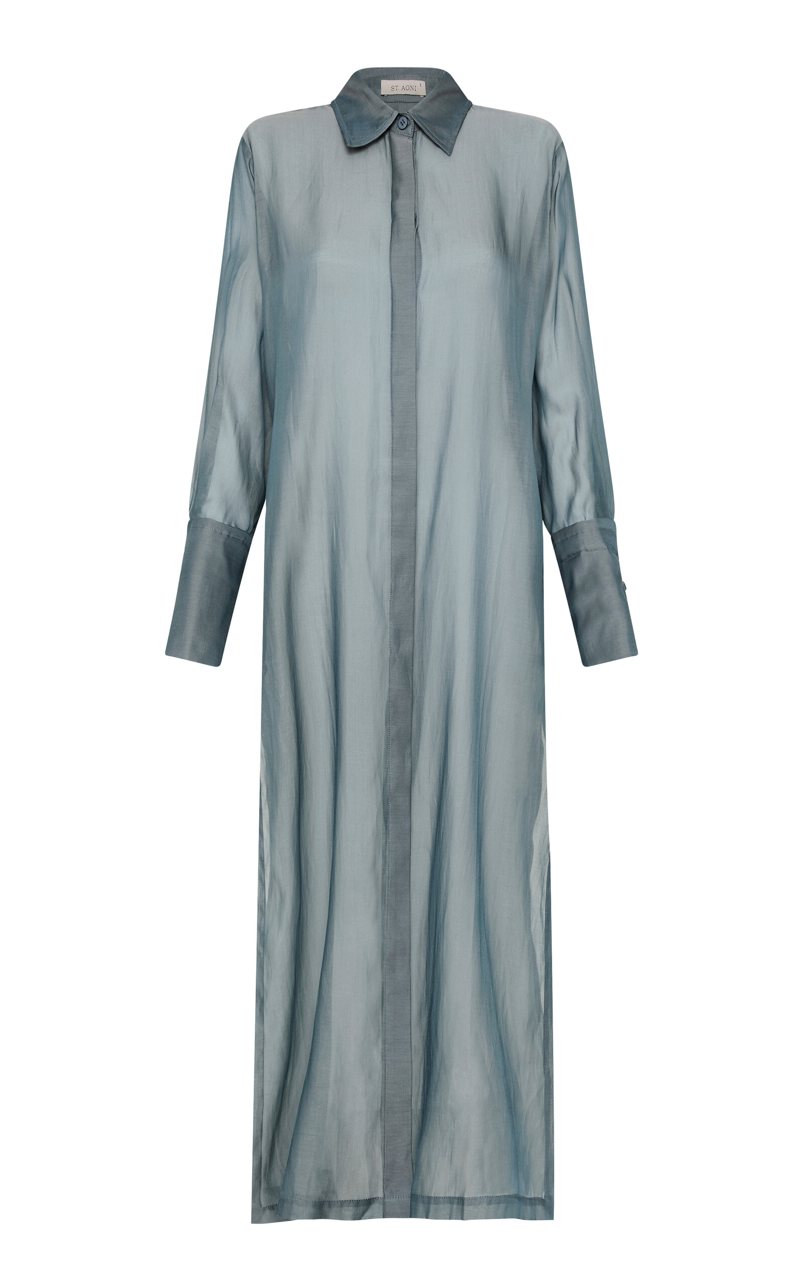 St. Agni Women's Cotton-silk Shirt Dress In Blue