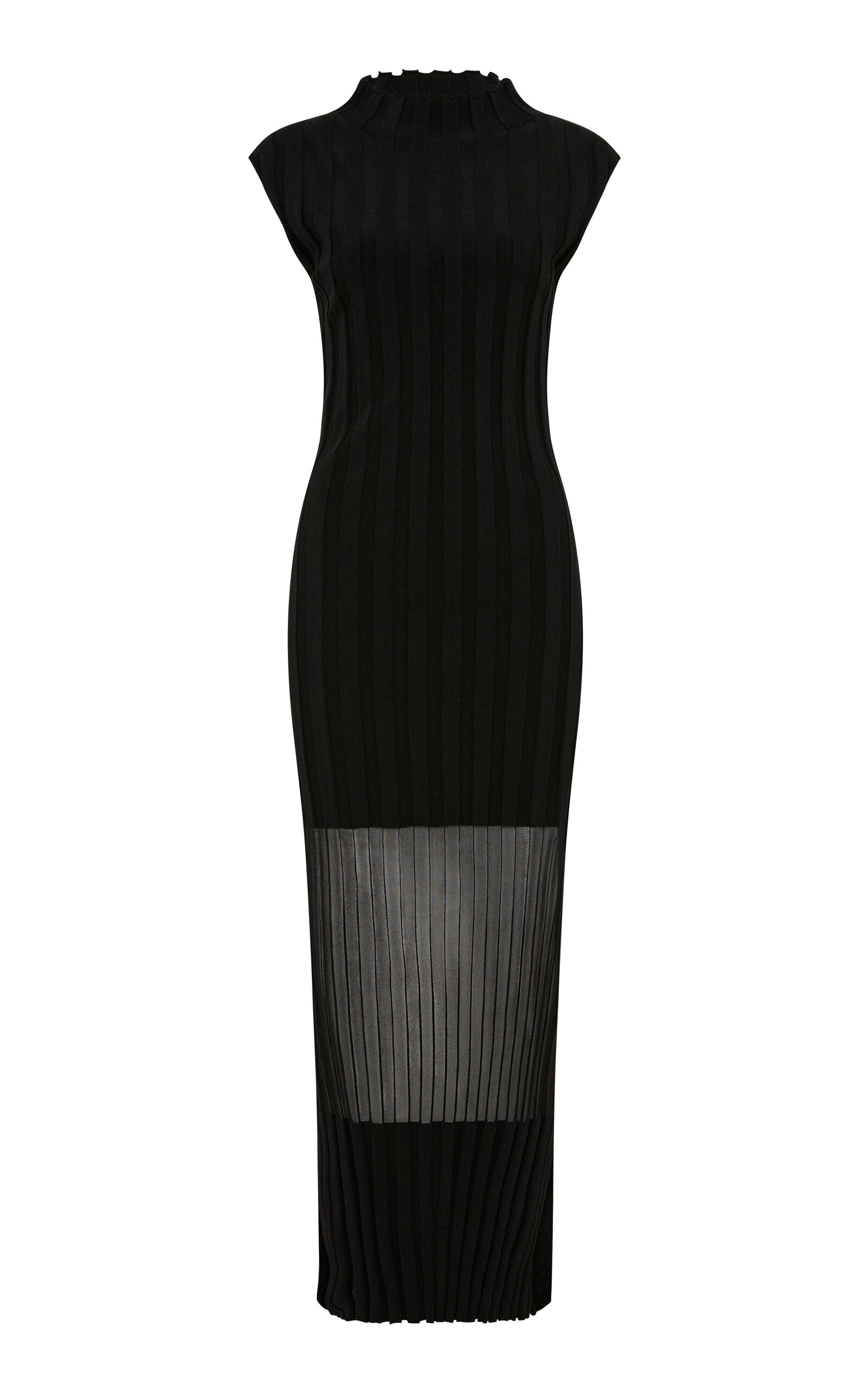 St Agni Fine Pleat Knit Maxi Dress In Black