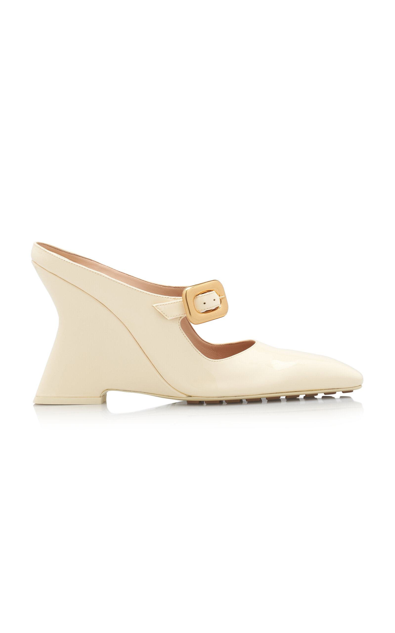 Shop Bottega Veneta Comet Mary-jane Patent Leather Pumps In Neutral