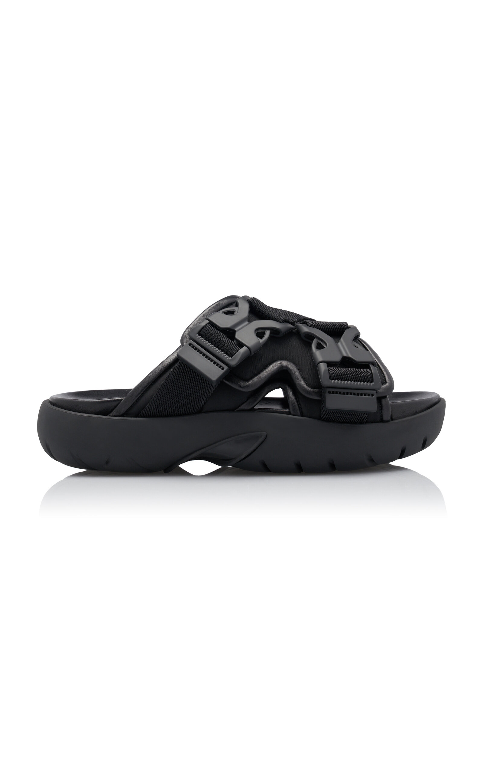 Bottega Veneta Nylon Slide Sandals In Black