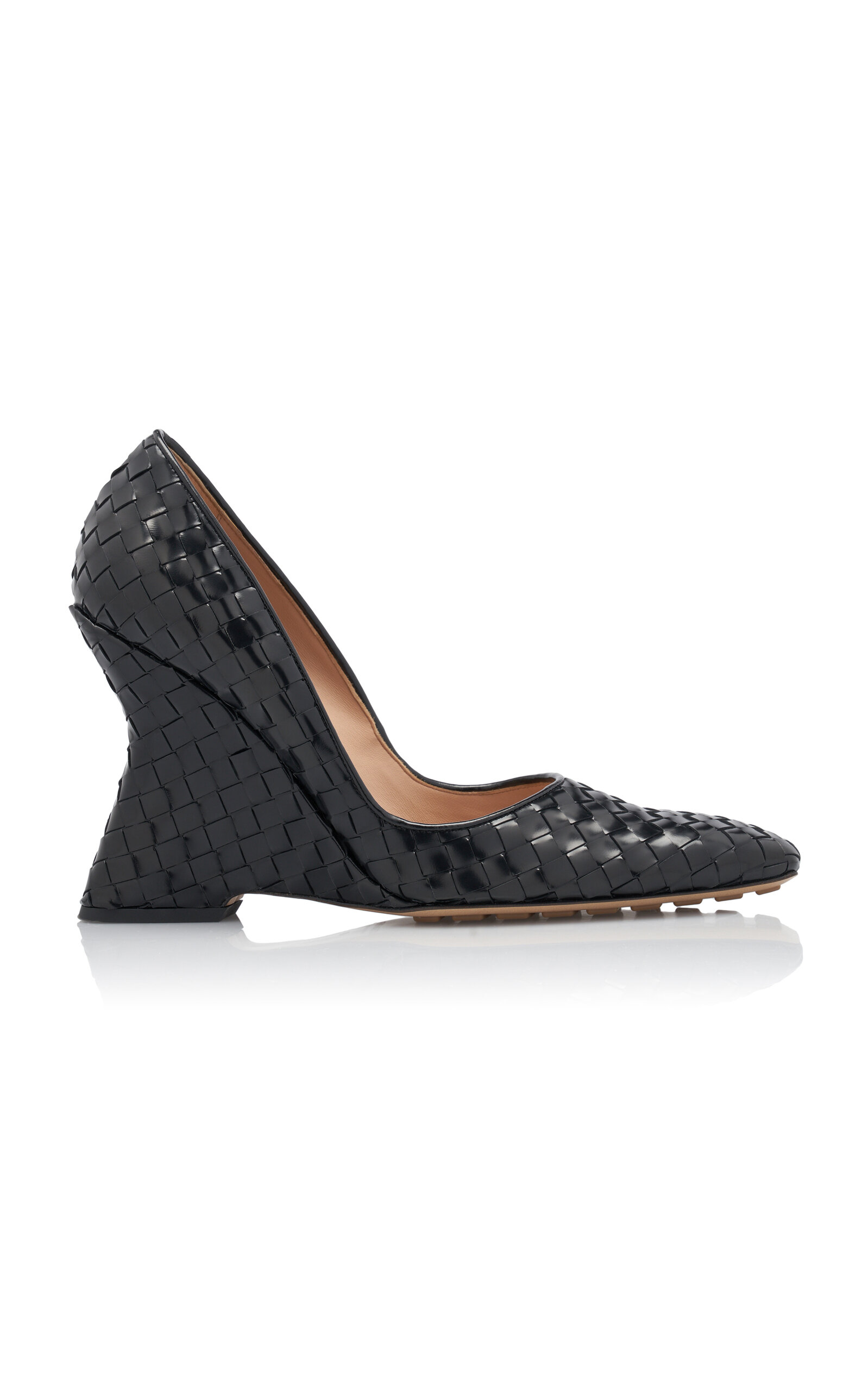 Shop Bottega Veneta Comet Intrecciato Leather Pumps In Black