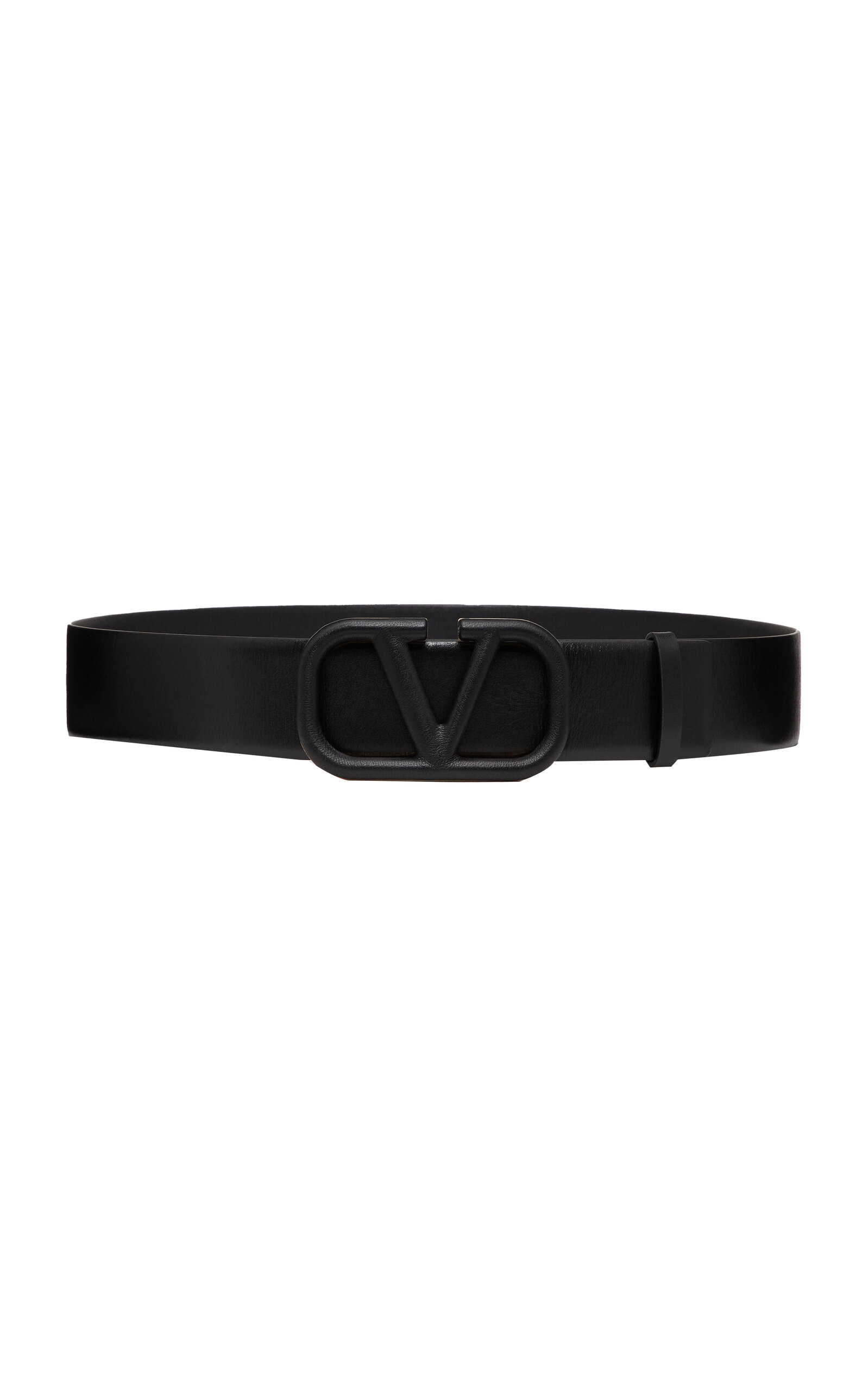 Shop Valentino Garavani Vlogo Leather Belt In Black