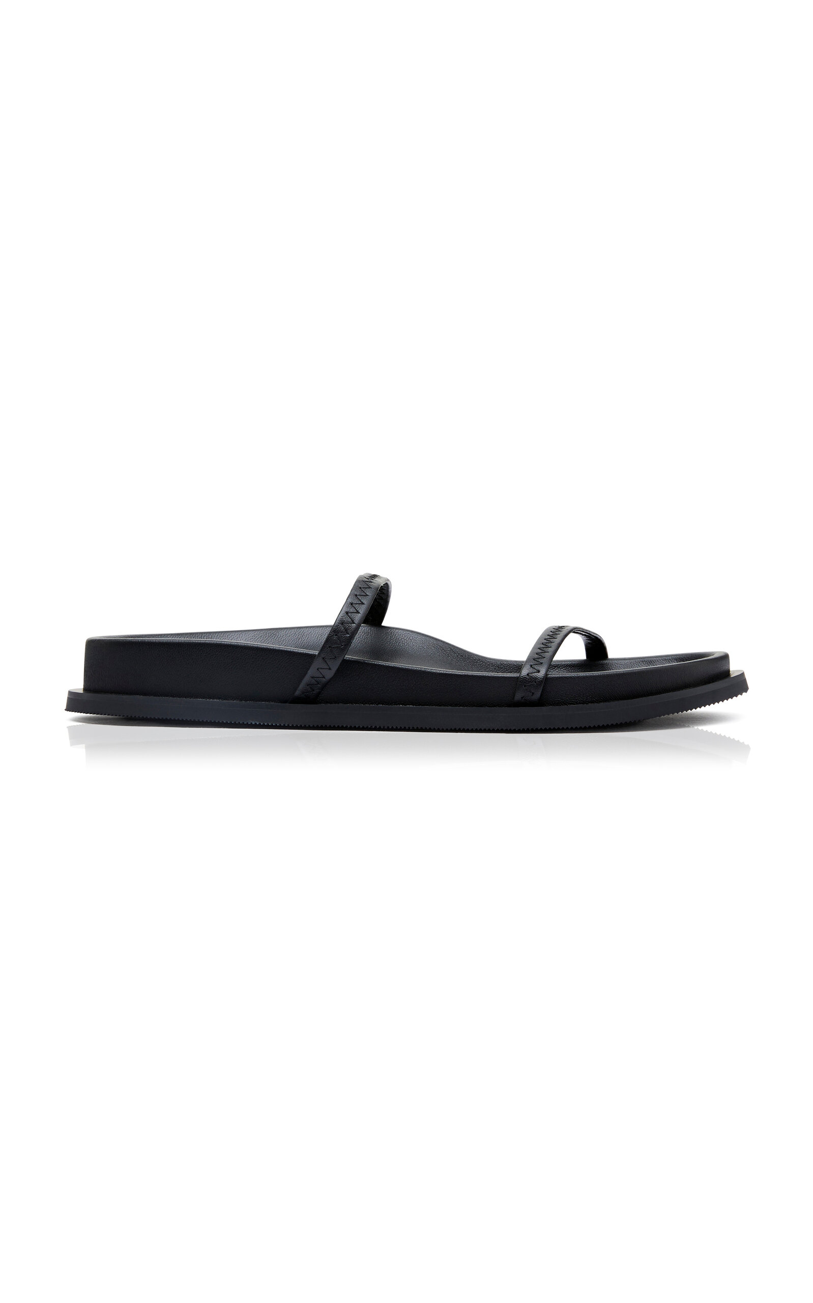 St. Agni + Net Sustain Fine Strap Leather Slides In Black