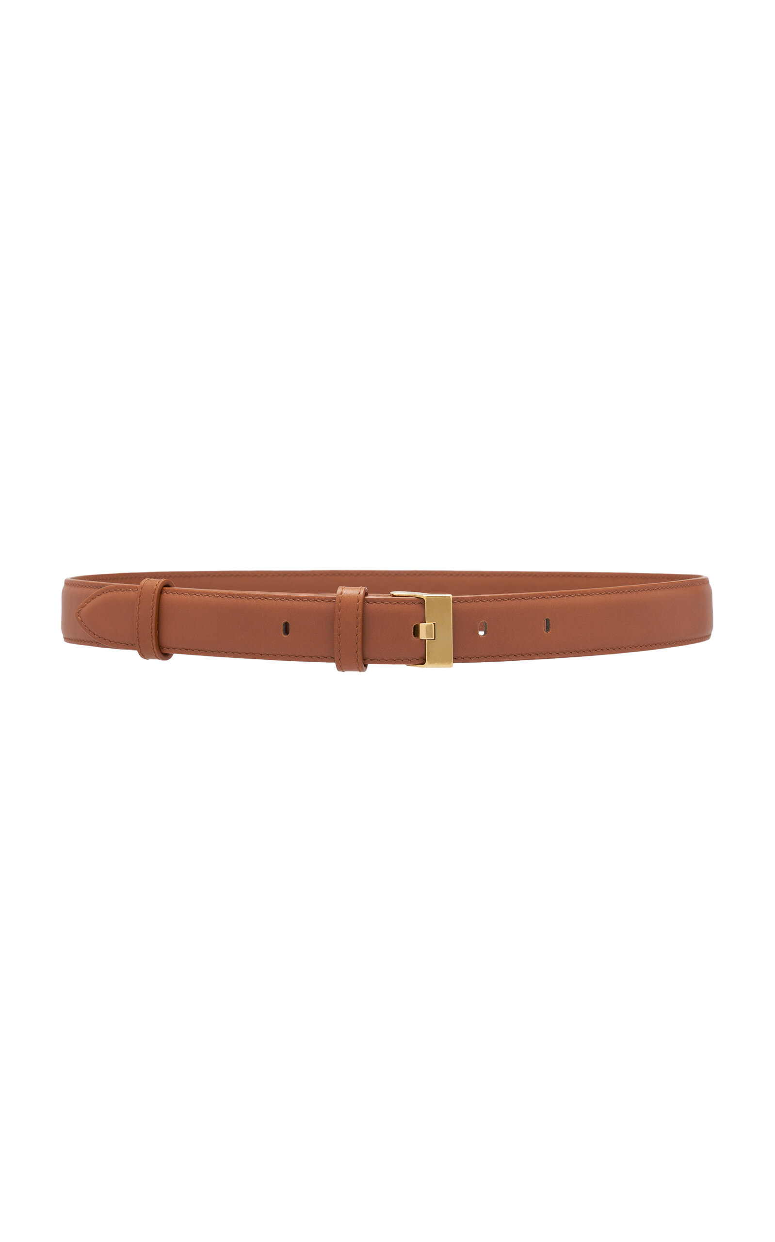 Bottega Veneta French Leather Belt With Hammered Brass Buckle In Brown