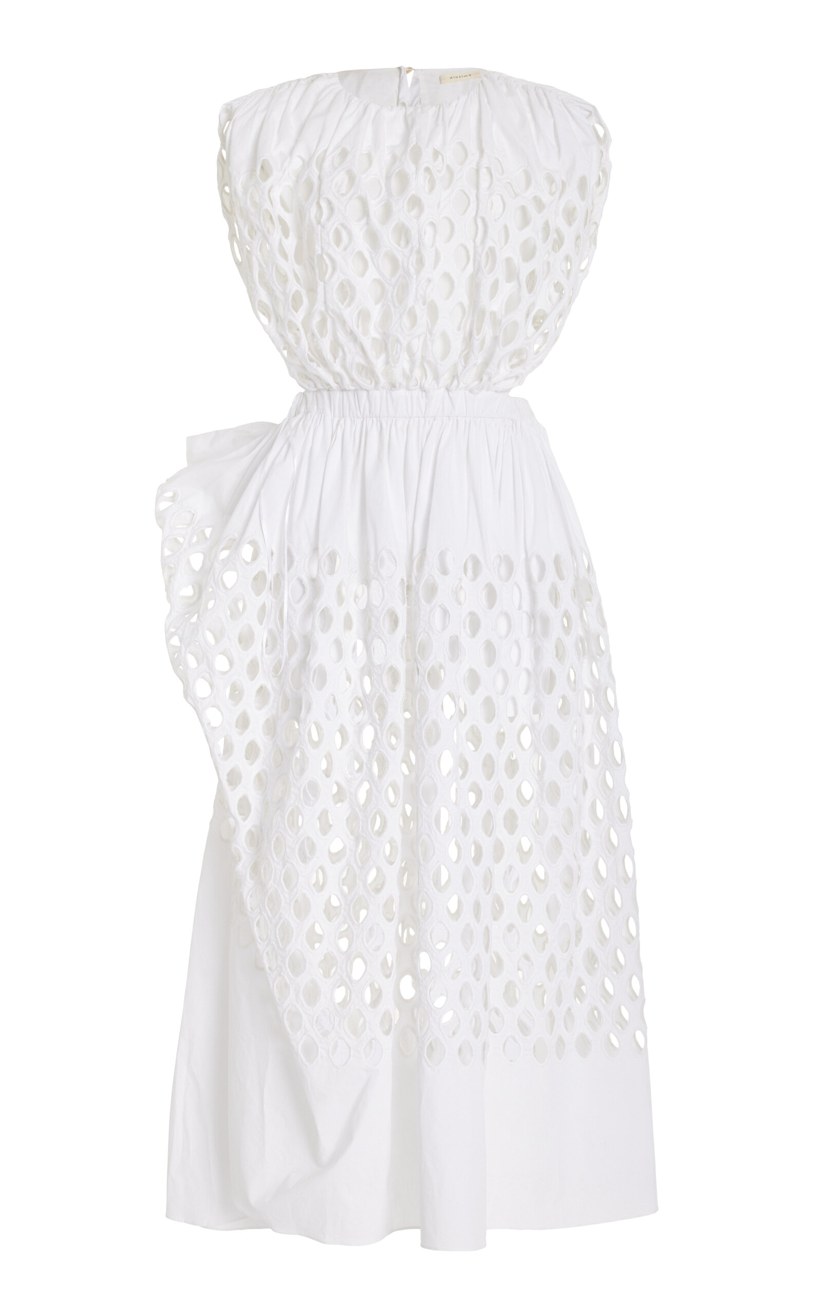 Diotima Eyelet Cotton Midi Dress In White