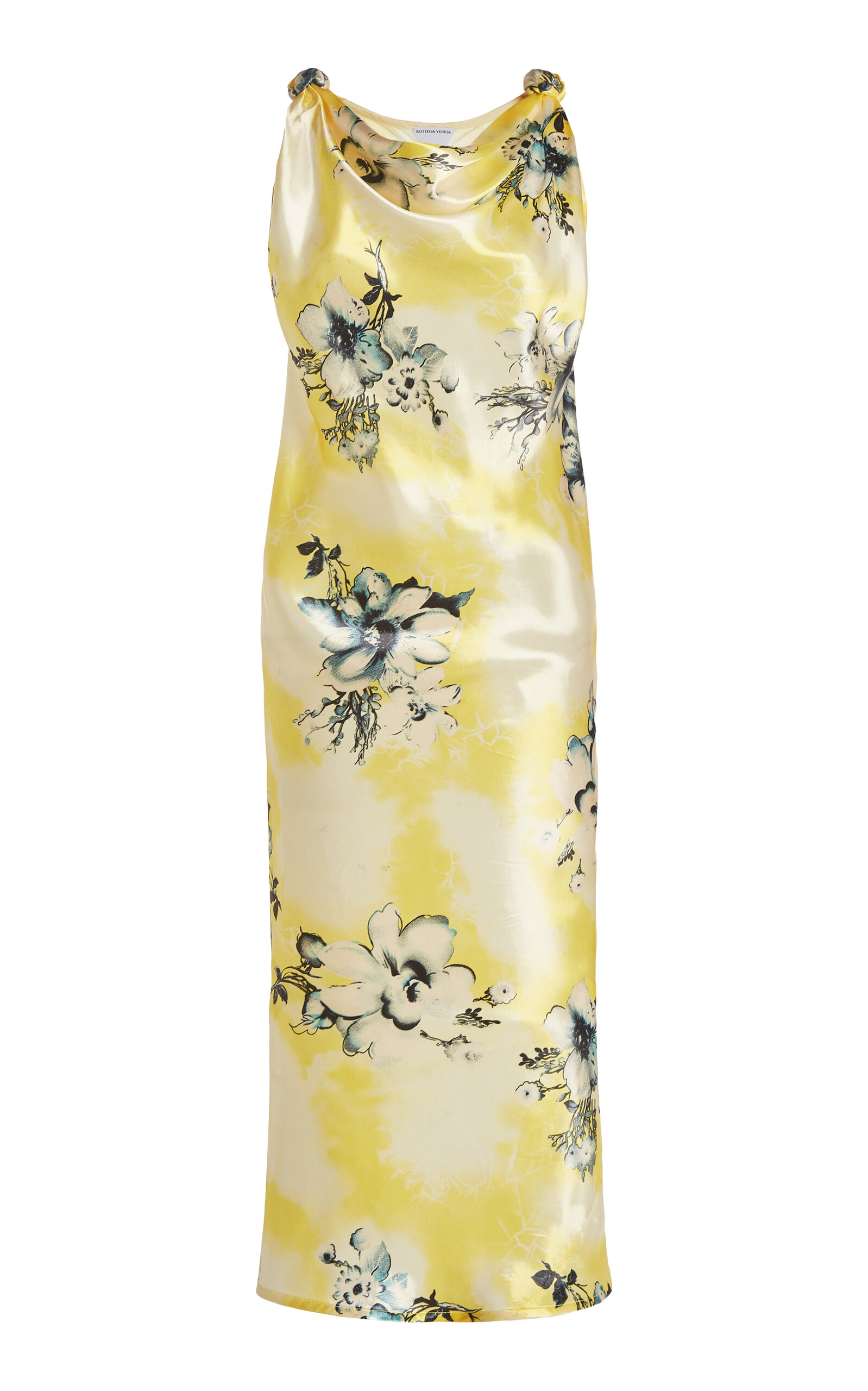 Shop Bottega Veneta Floral Satin Dress In Multi