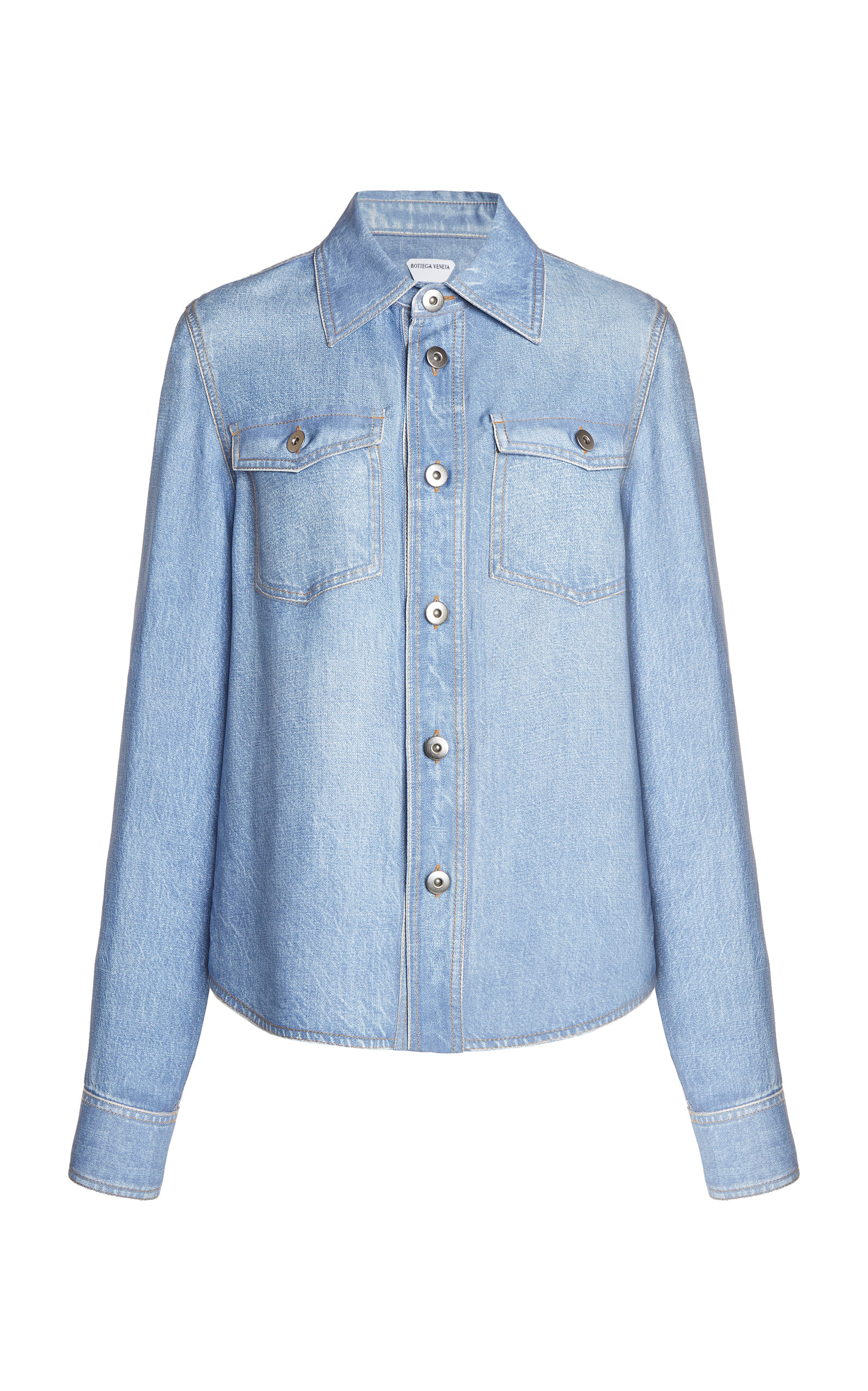 Bottega Veneta Women's Printed Denim Silk Button-Down Shirt