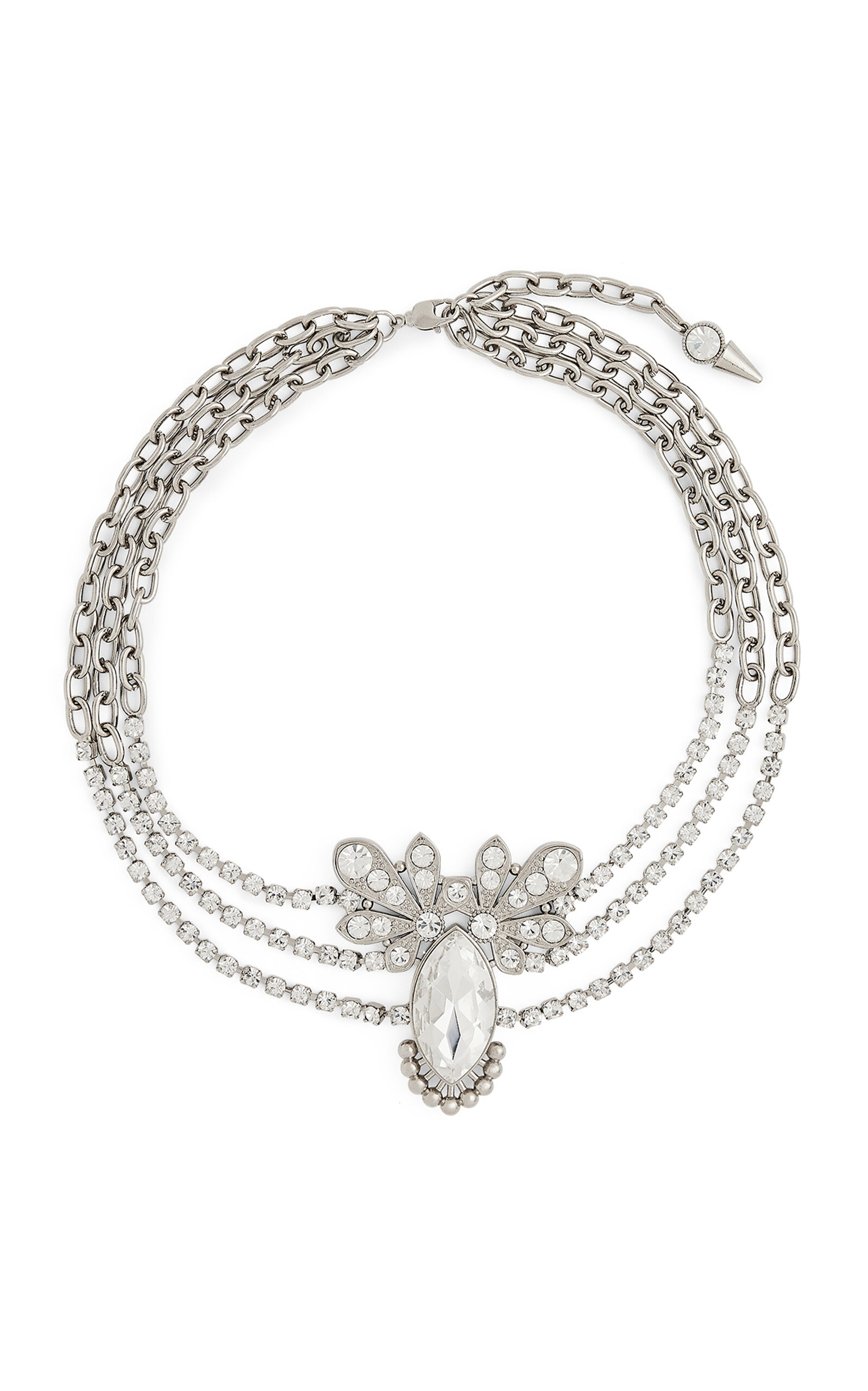 Shop Rabanne Glass Crystal-embellished Pendant Choker In Silver