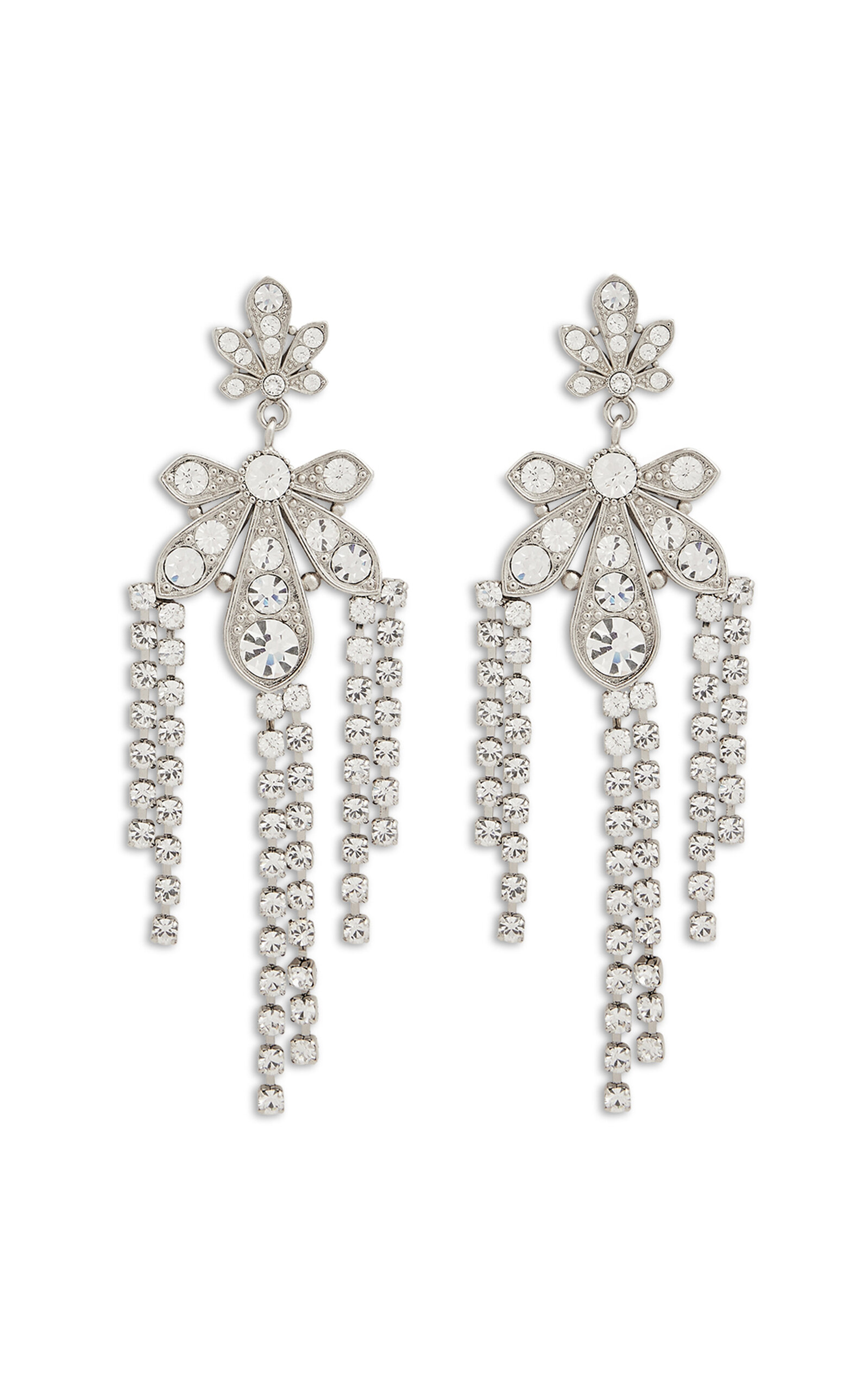 Shop Rabanne Glass Crystal-embellished Chandelier Earrings In Silver