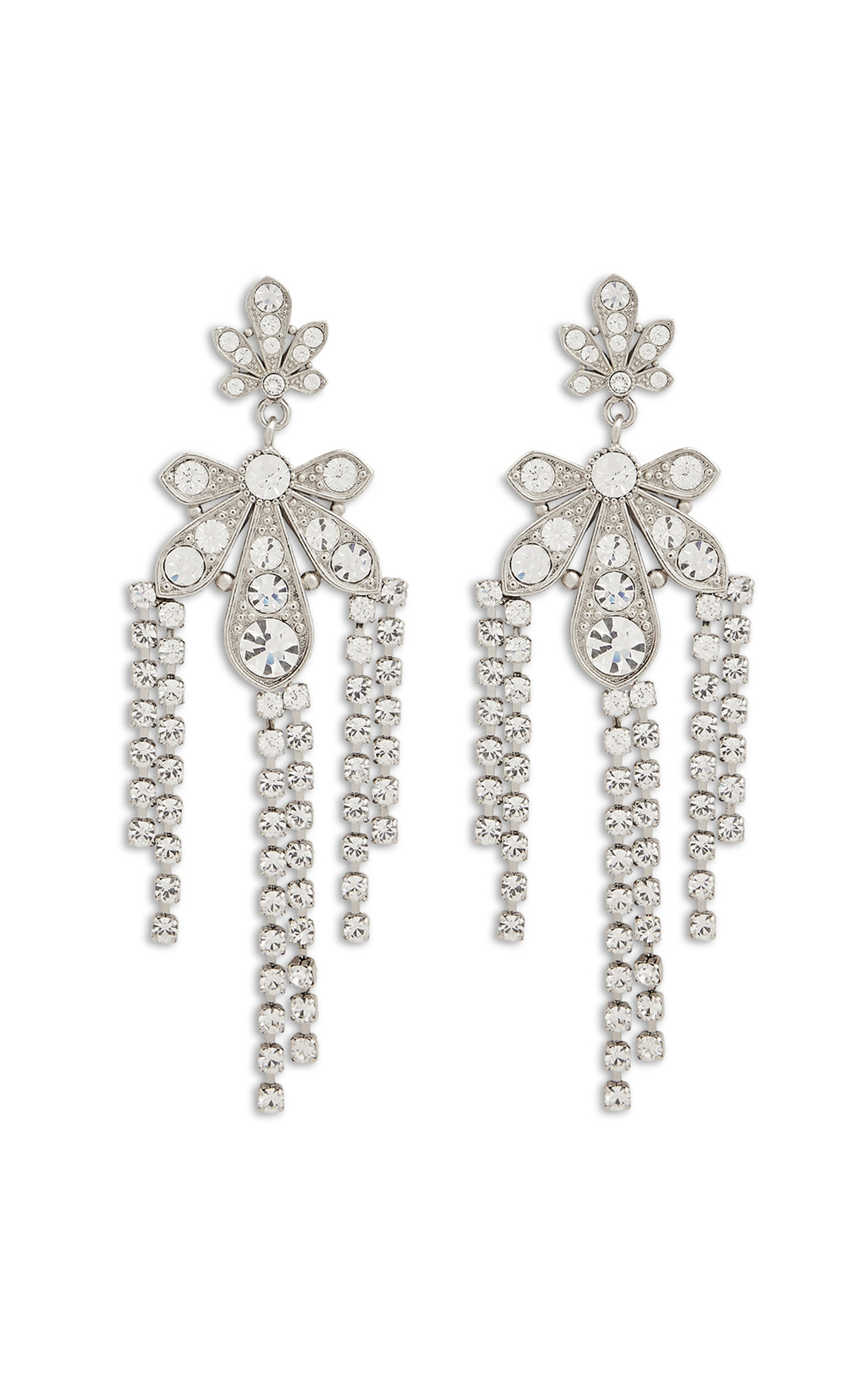 Rabanne Glass Crystal-embellished Chandelier Earrings In Silver