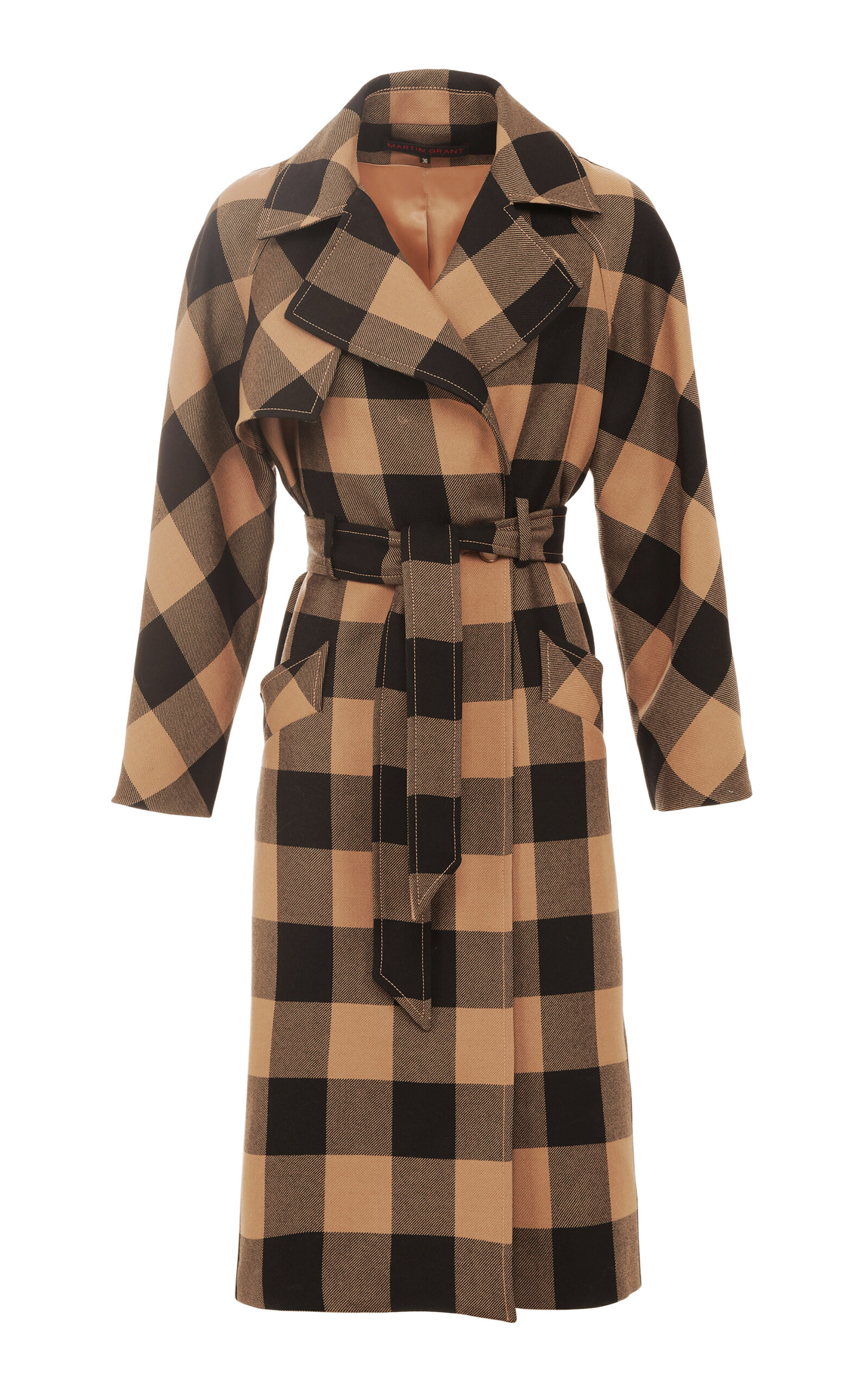 Martin Grant Women's Fluid Checked Gabardone Trench Coat In Multi ModeSens