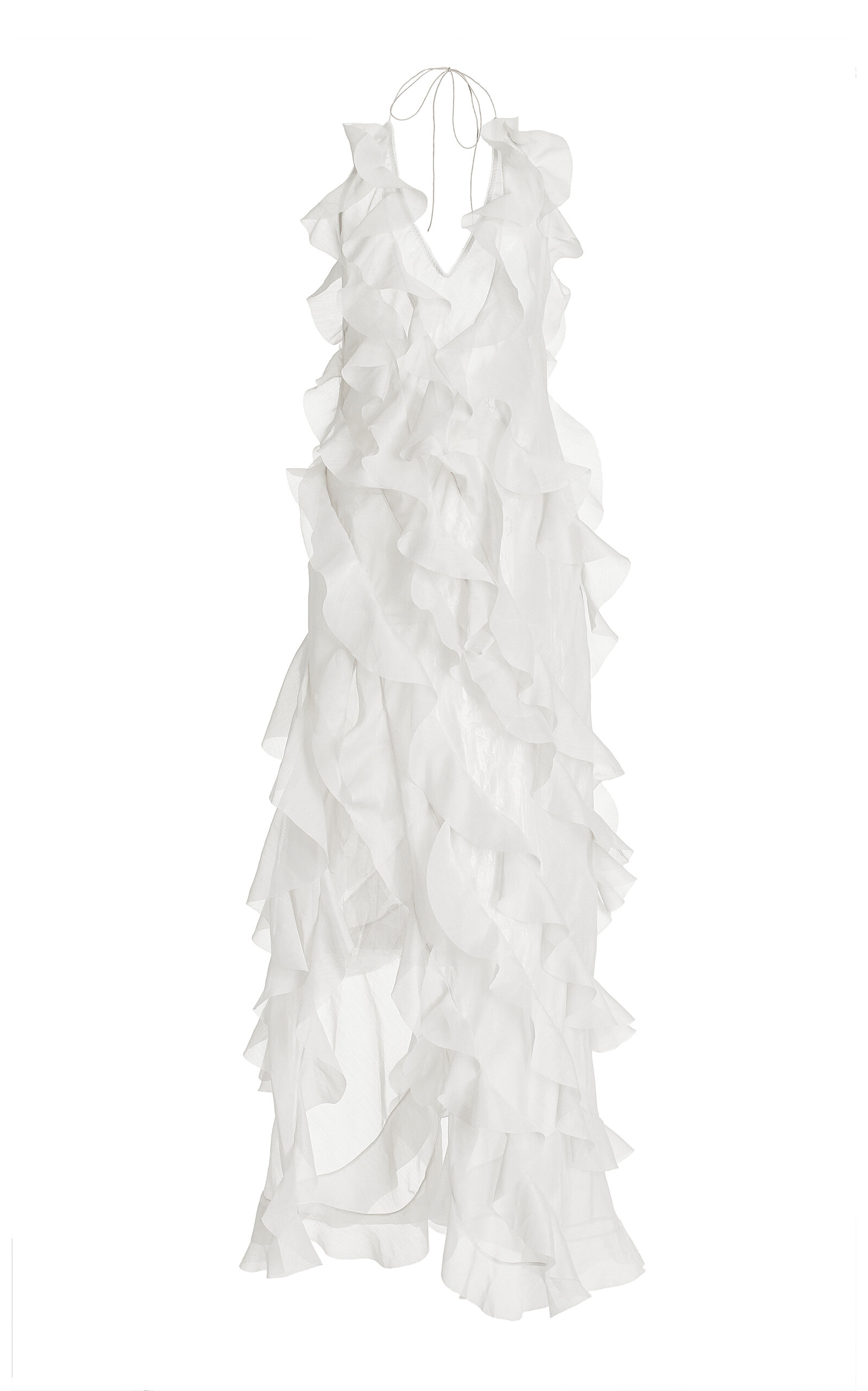 Anna October Ruffled Maxi Dress In Grey