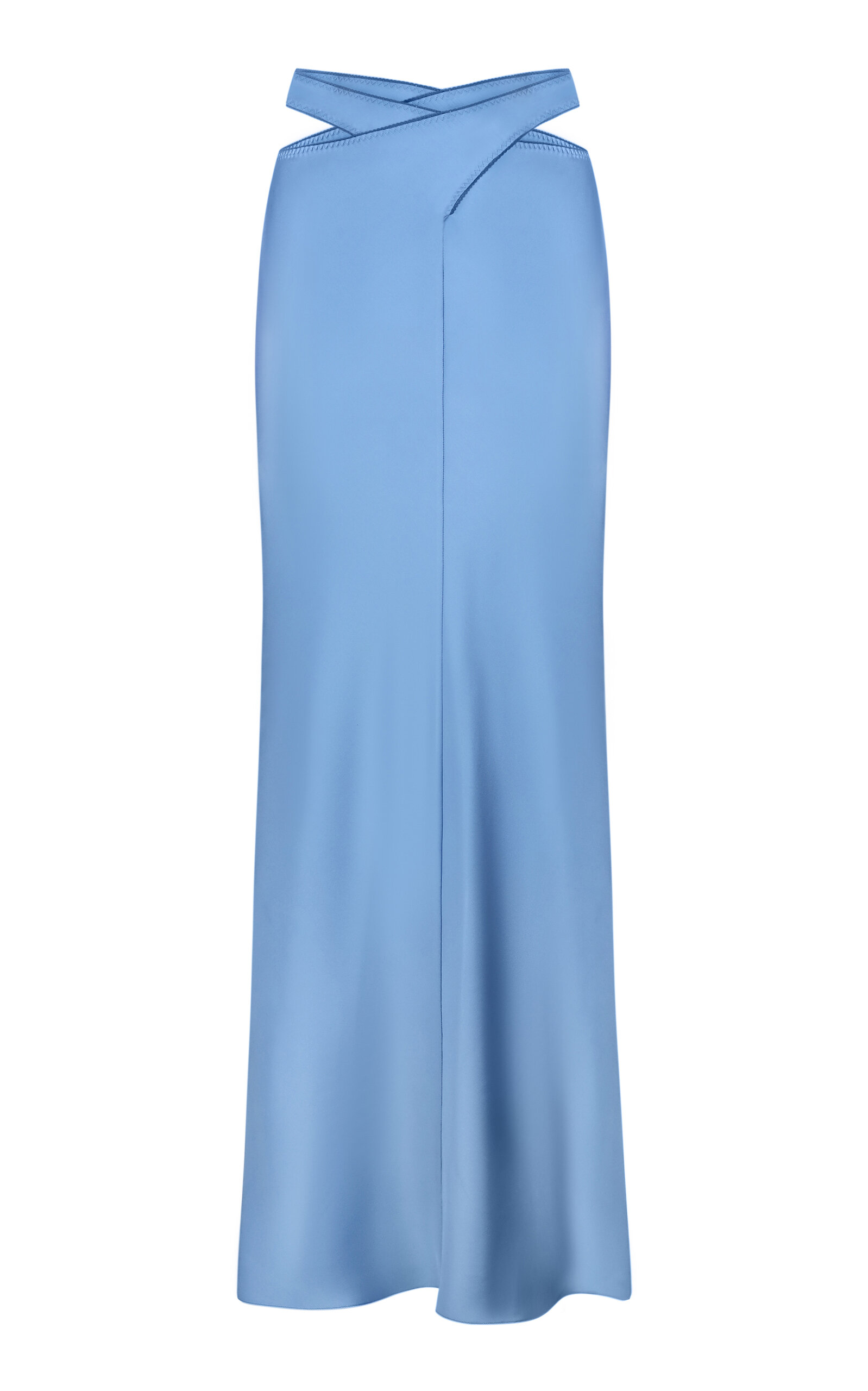Anna October Women's Crossed Satin Midi Skirt In Light Blue