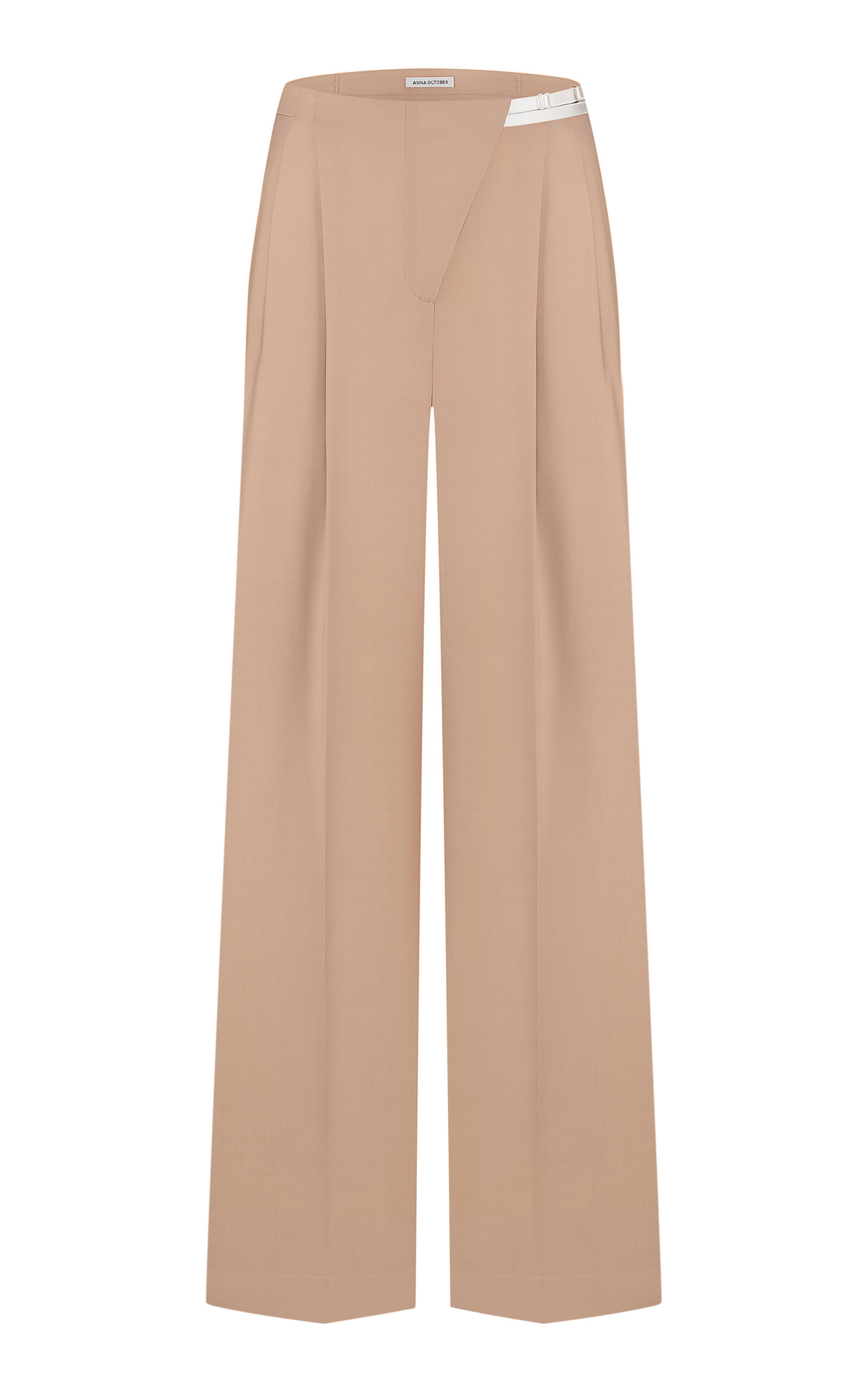 Anna October Wrap Satin Wide-leg Pants In Nude