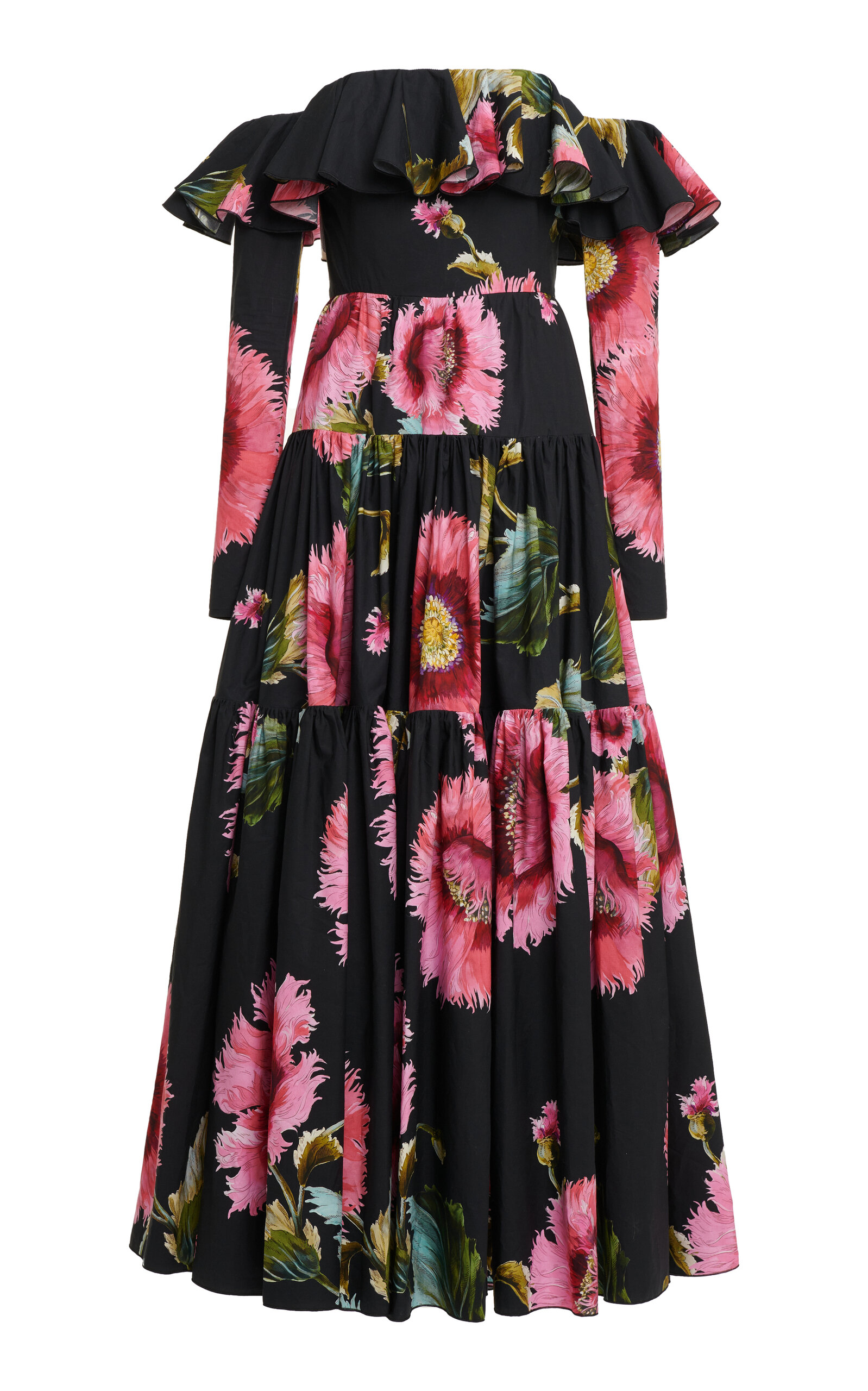 Giambattista Valli Off-the-shoulder Cotton Poplin Maxi Dress In Floral