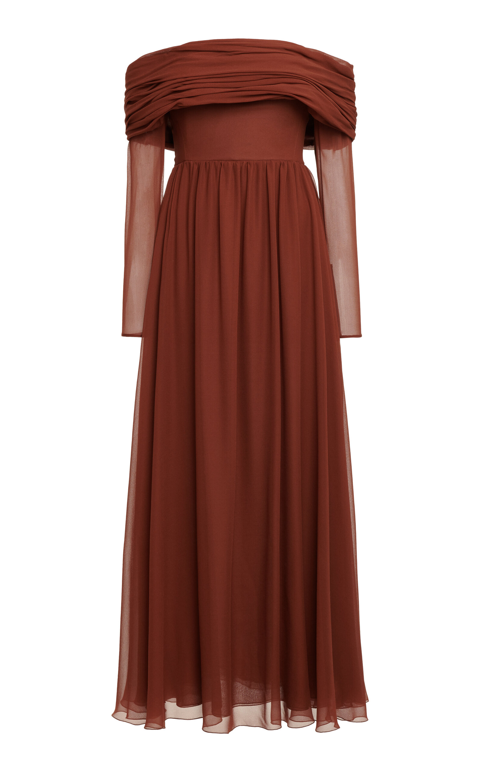 Giambattista Valli Georgette Off-the-shoulder Midi Dress In Brown