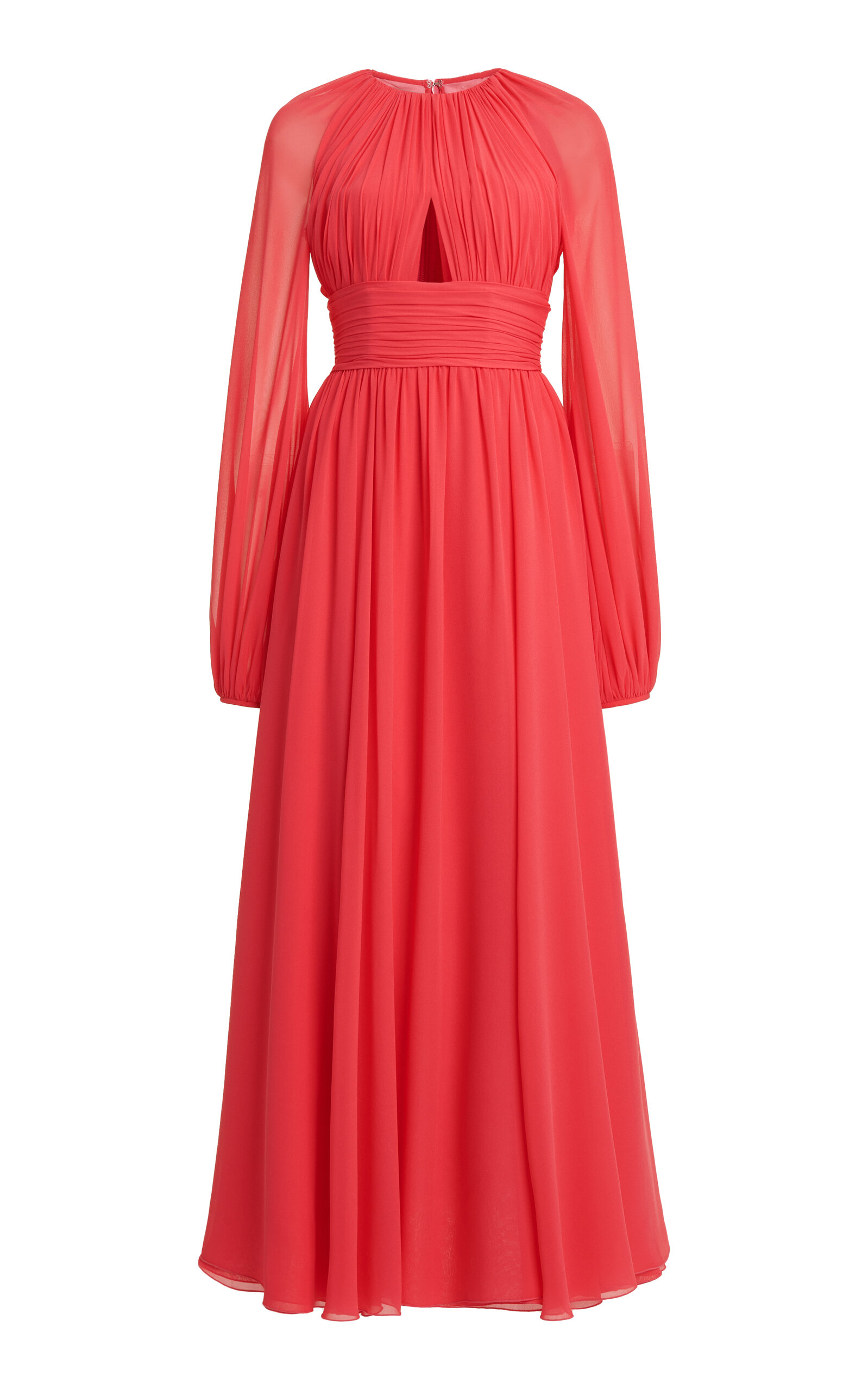 Giambattista Valli Georgette Cutout Midi Dress In Red