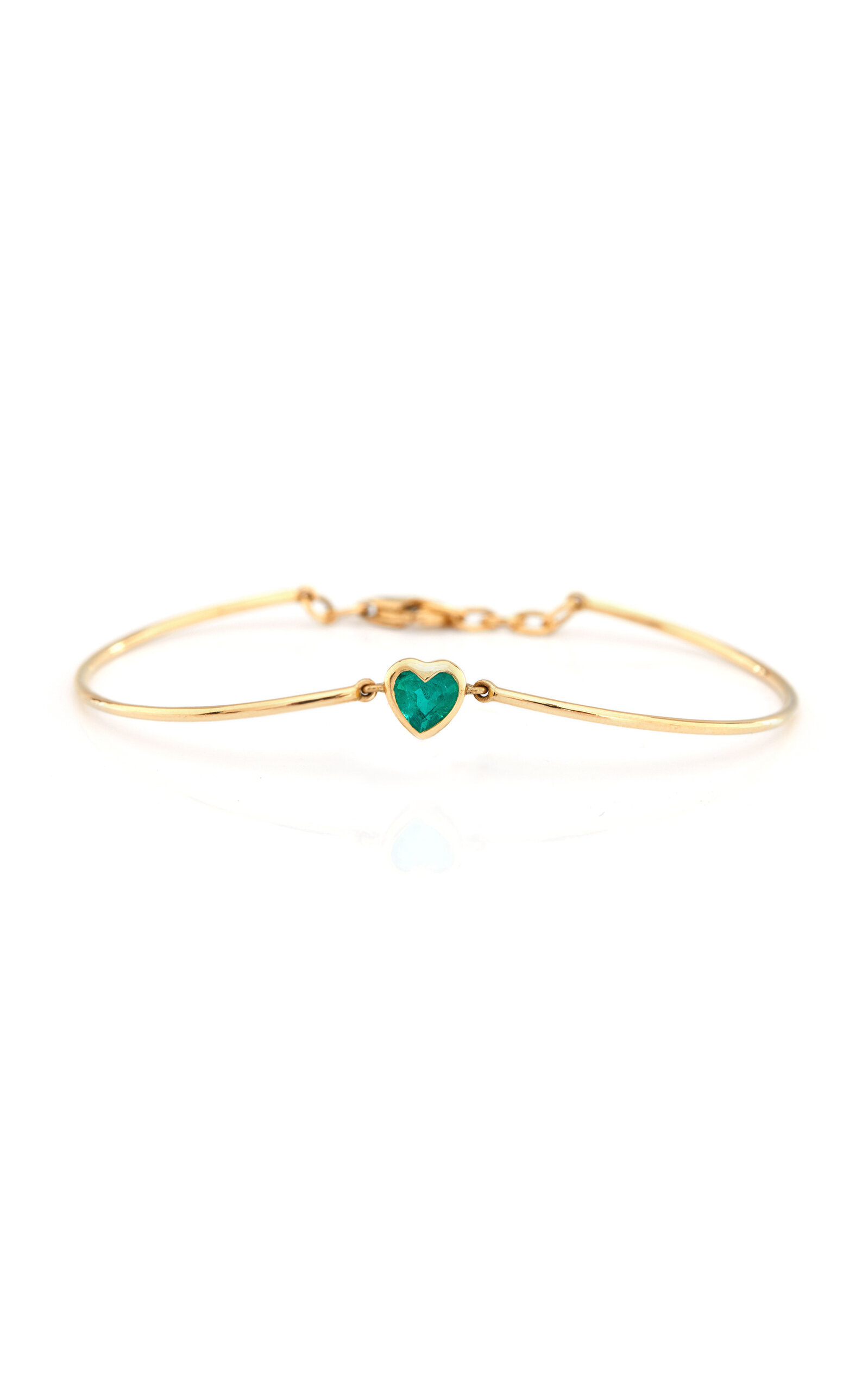 Heart 18K Yellow Gold Emerald Bracelet