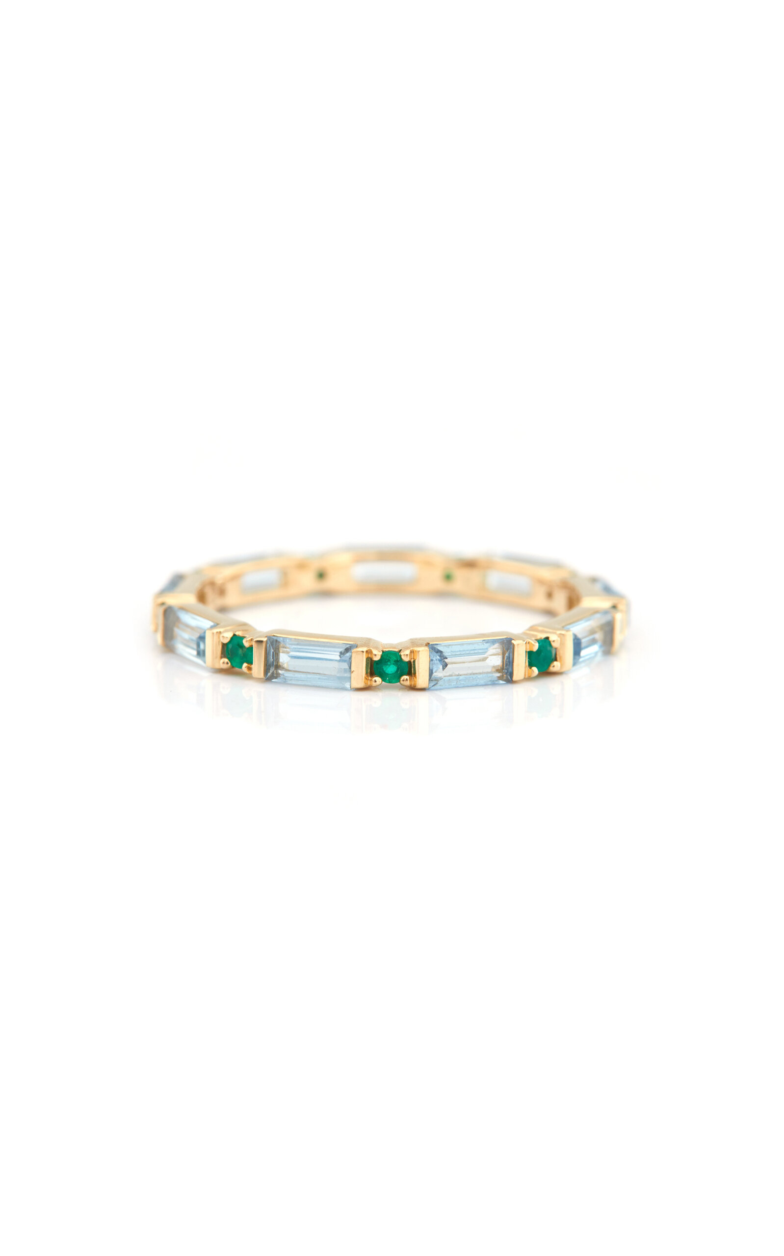 Infinity 18K Yellow Gold Aquamarine; Emerald Ring
