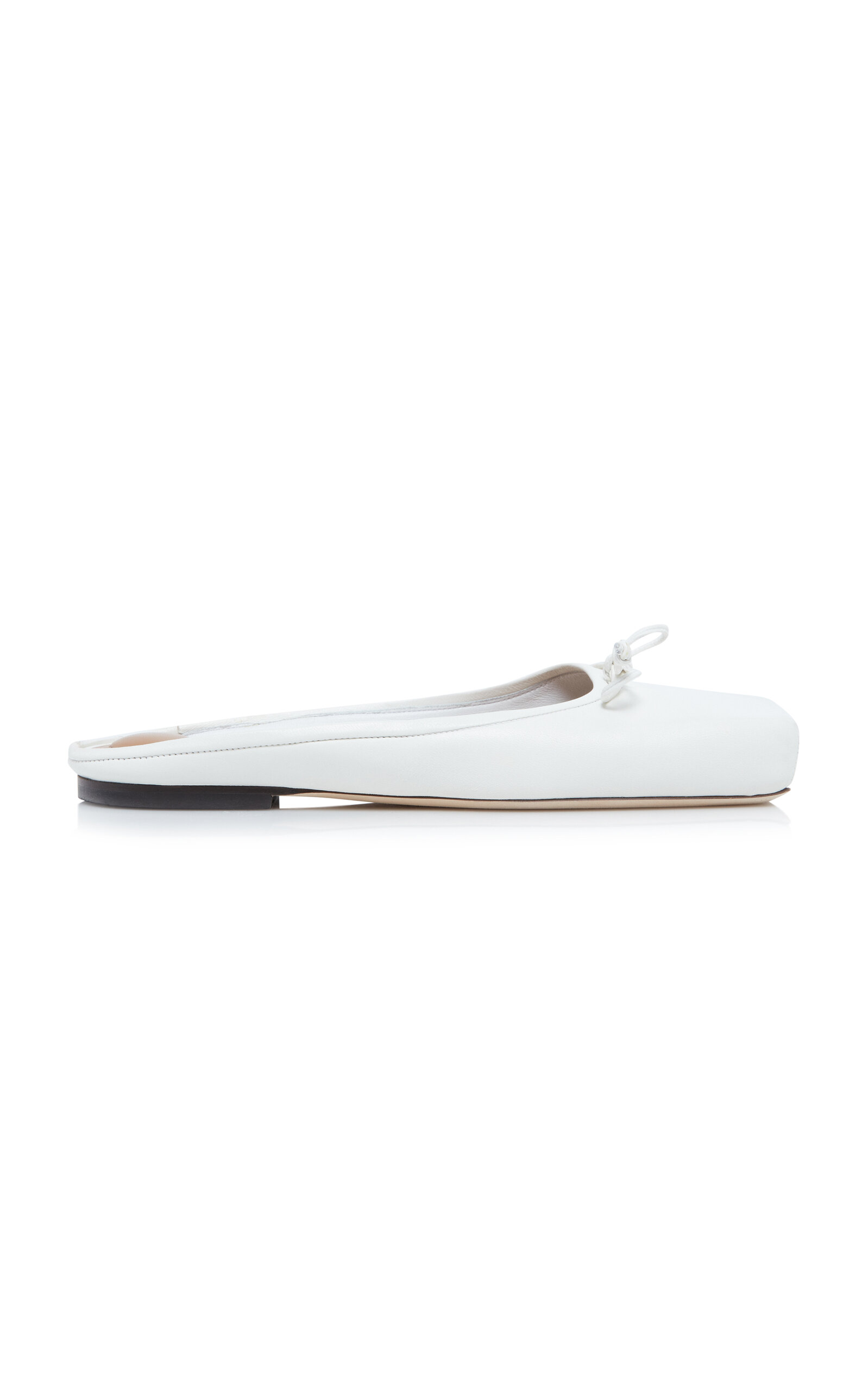 Shop Jacquemus Leather Ballet Mules In White