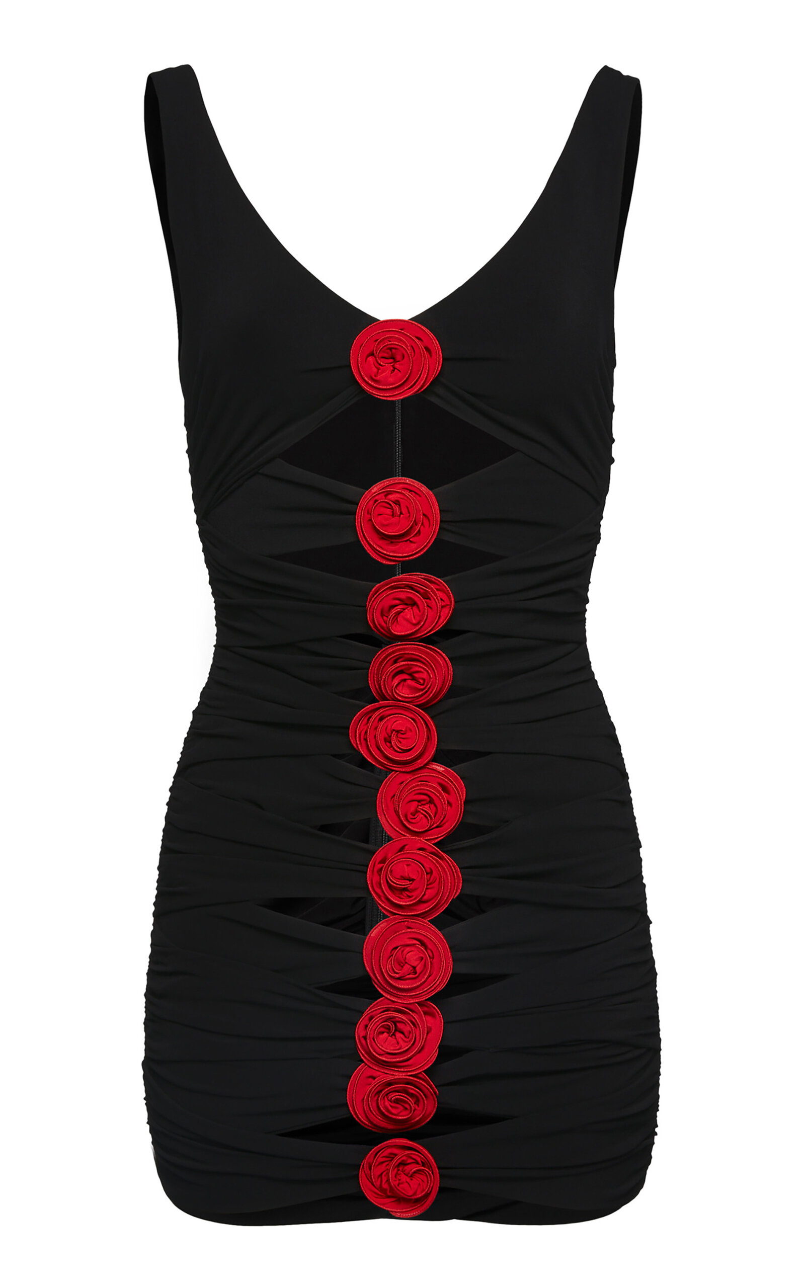 Magda Butrym Contrast Bandage Flower Dress In Black