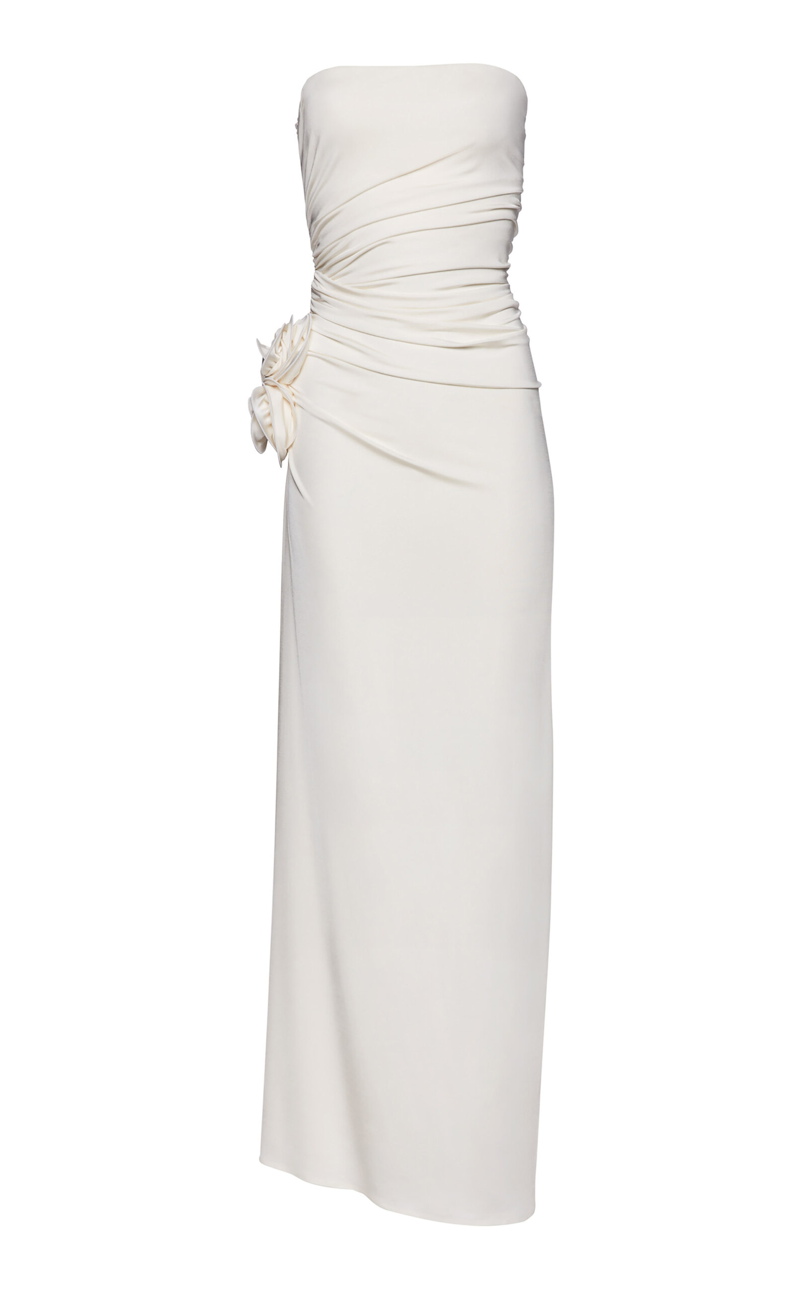 Magda Butrym Floral-detailed Strapless Gown In Off-white