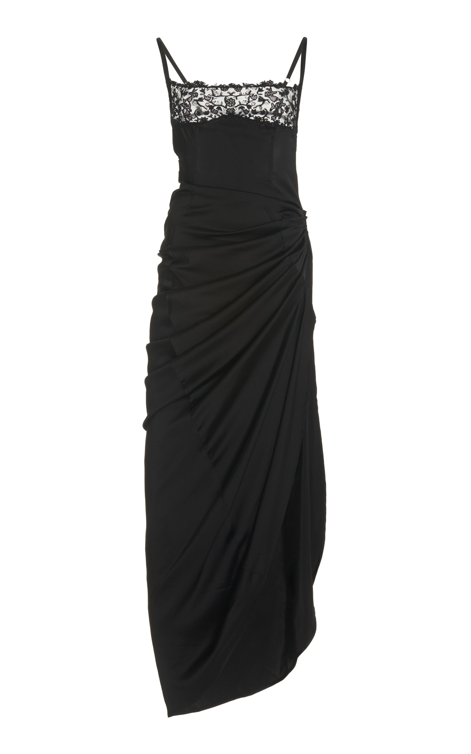 Jacquemus Saudade Asymmetric Midi Dress In Black
