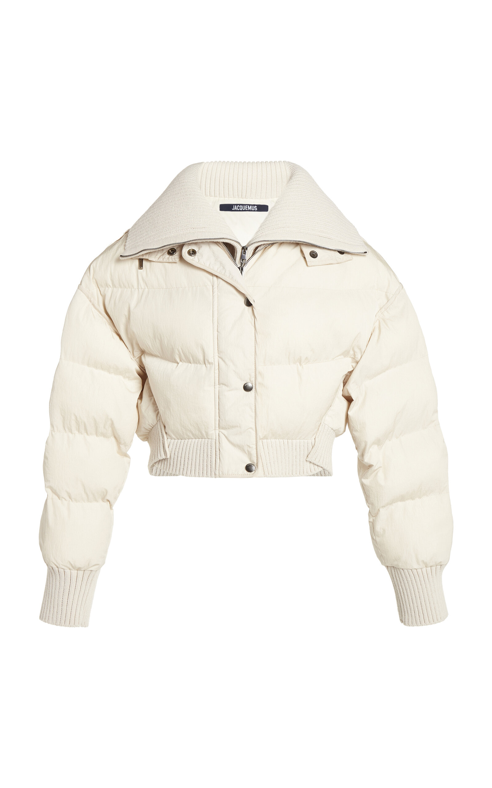 Shop Jacquemus Caraco Cropped Down Jacket In Ivory
