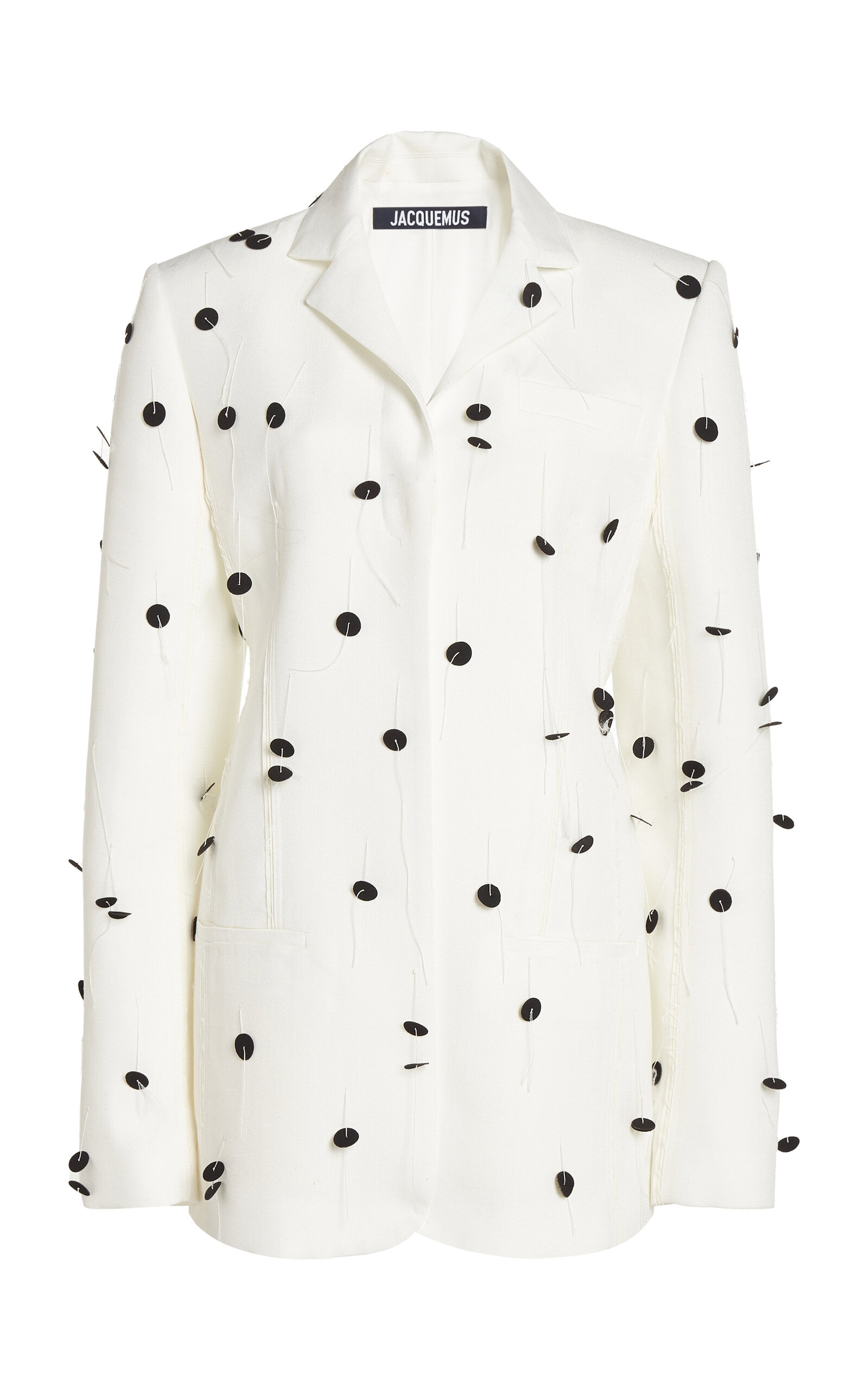 JACQUEMUS CARACO DOT-EMBROIDERED CANVAS JACKET