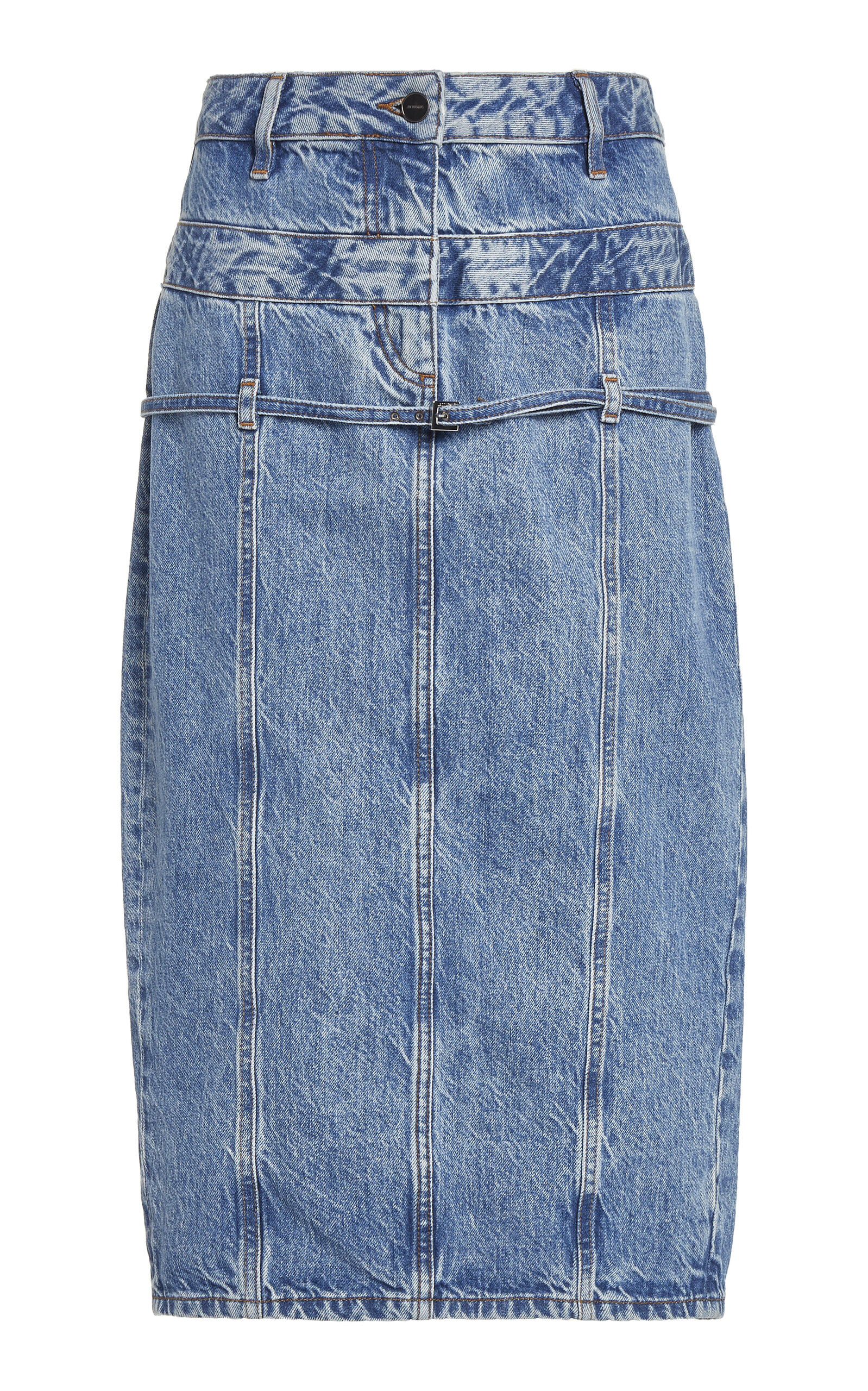 Shop Jacquemus De Nimes Criollo Denim Midi Skirt In Light Wash