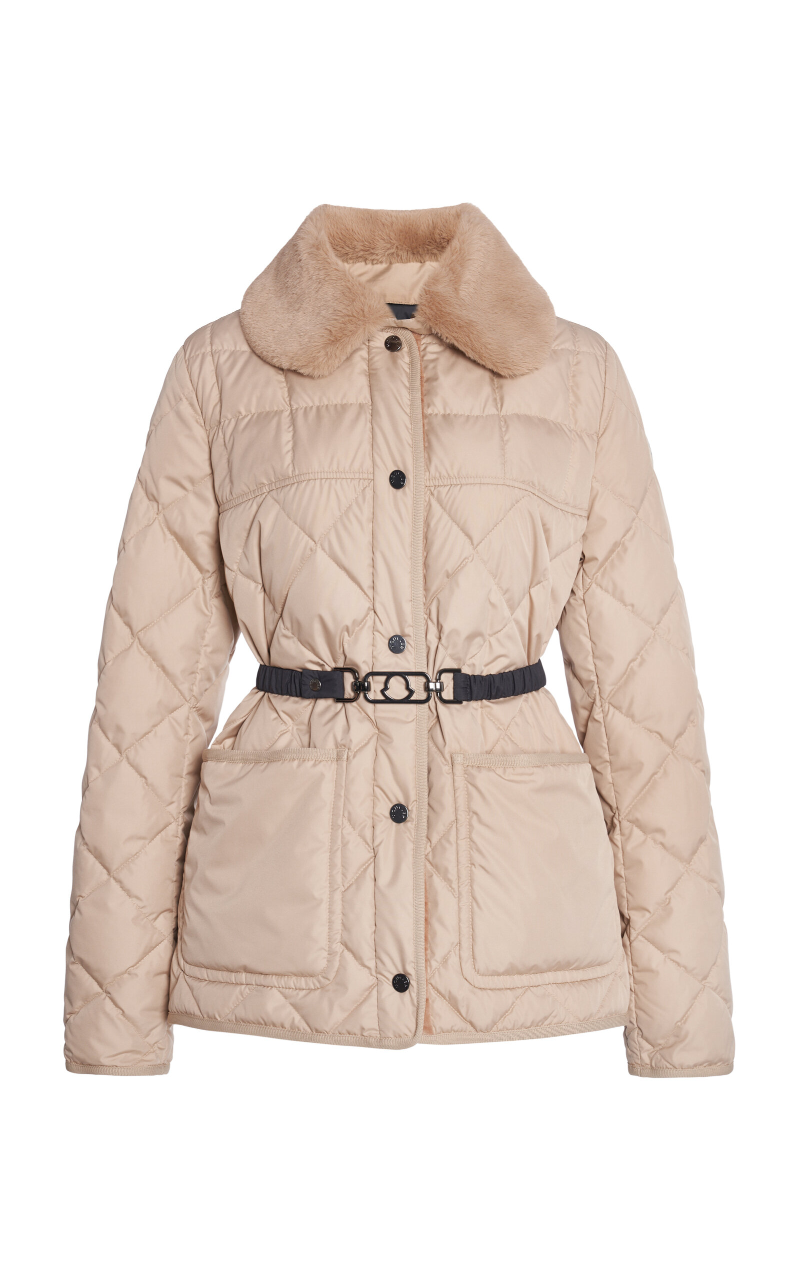 Moncler Cygne Short Down Jacket In Beige