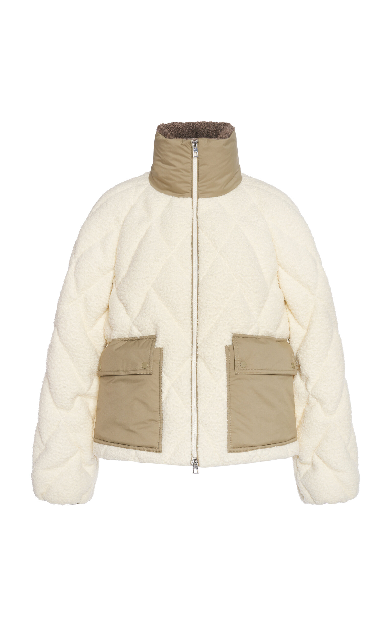 Shop Moncler Jonquille Sherpa Jacket In Neutral