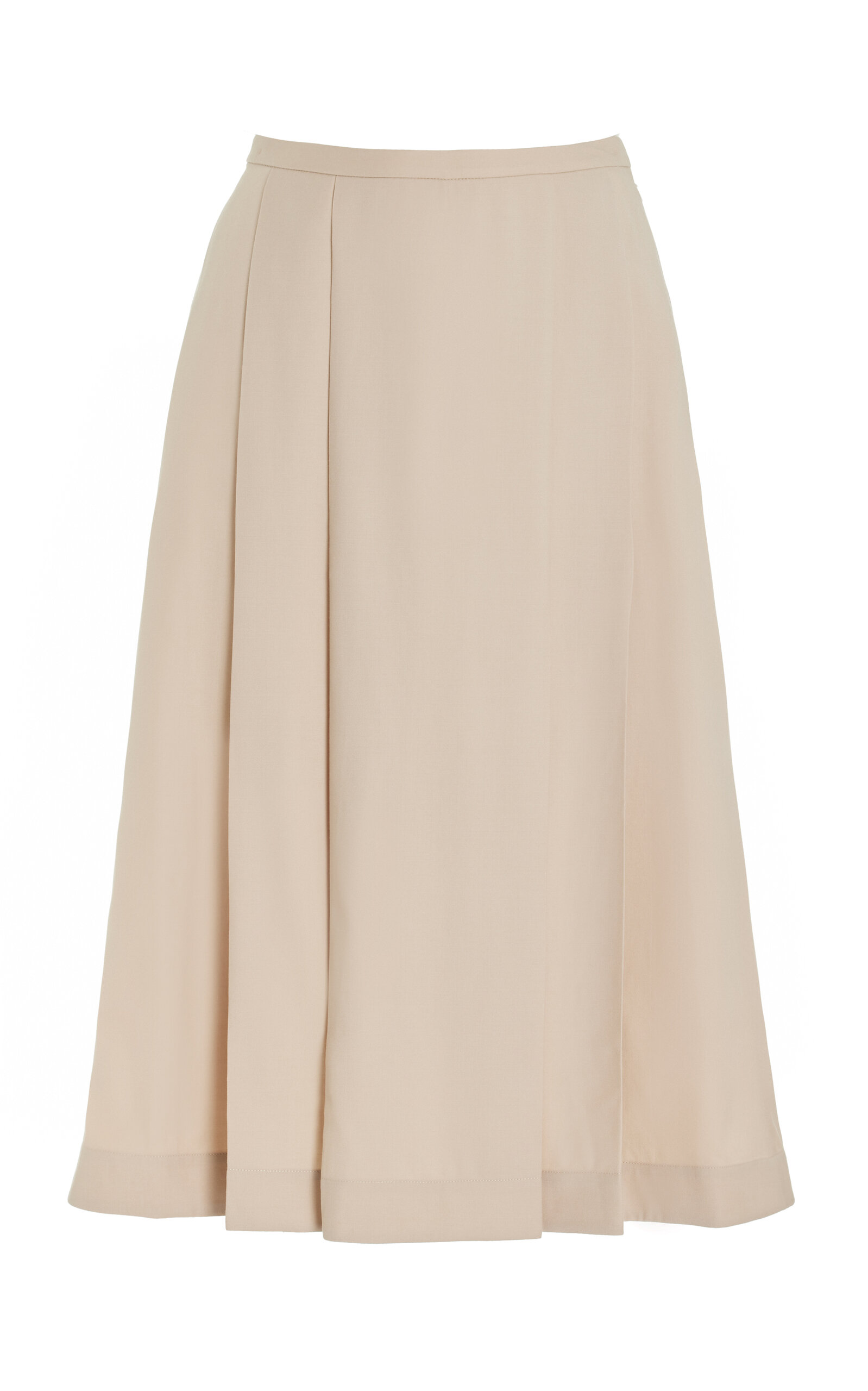 Aya Muse Vosa Pleated Wool Midi Skirt In Neutral