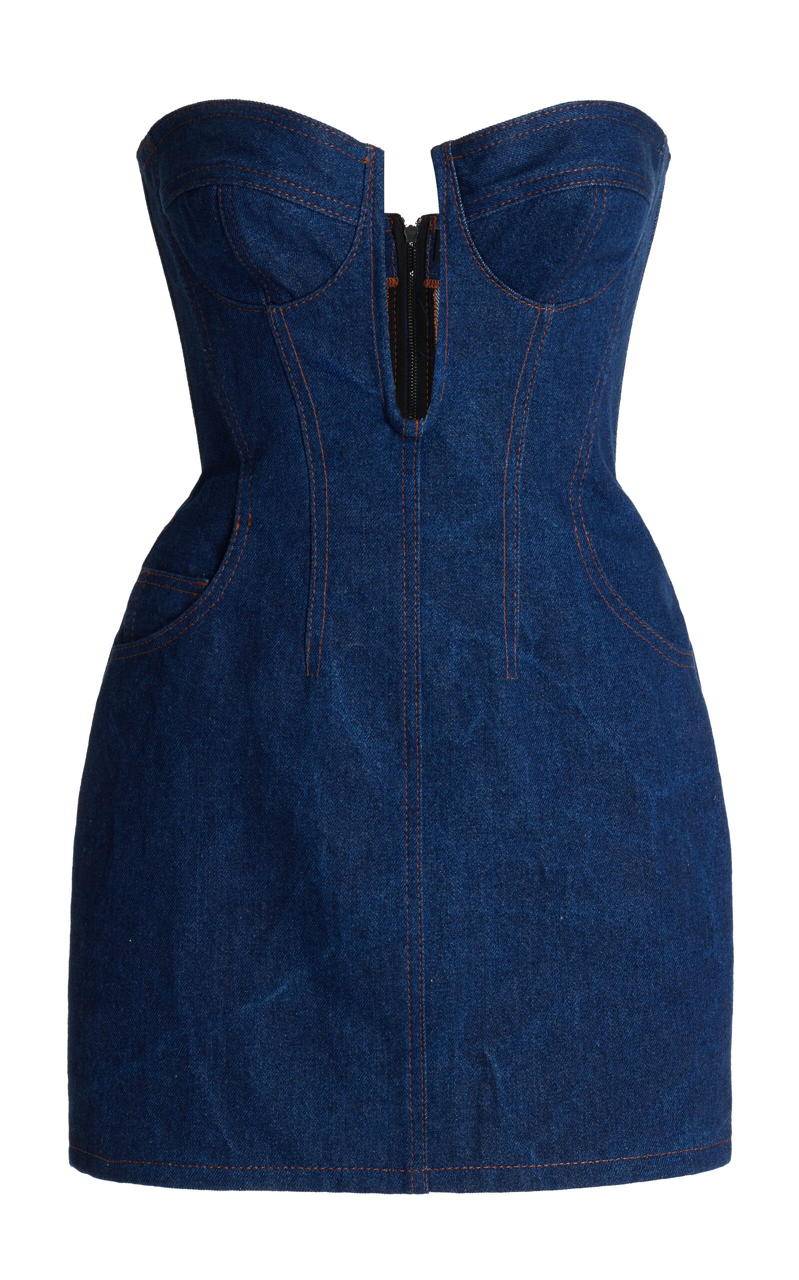 Shop David Koma Denim Mini Dress In Blue