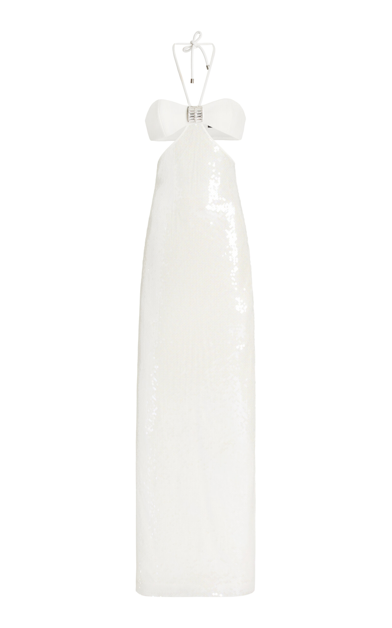 David Koma Bra-detailed Sequined Cady Gown In White