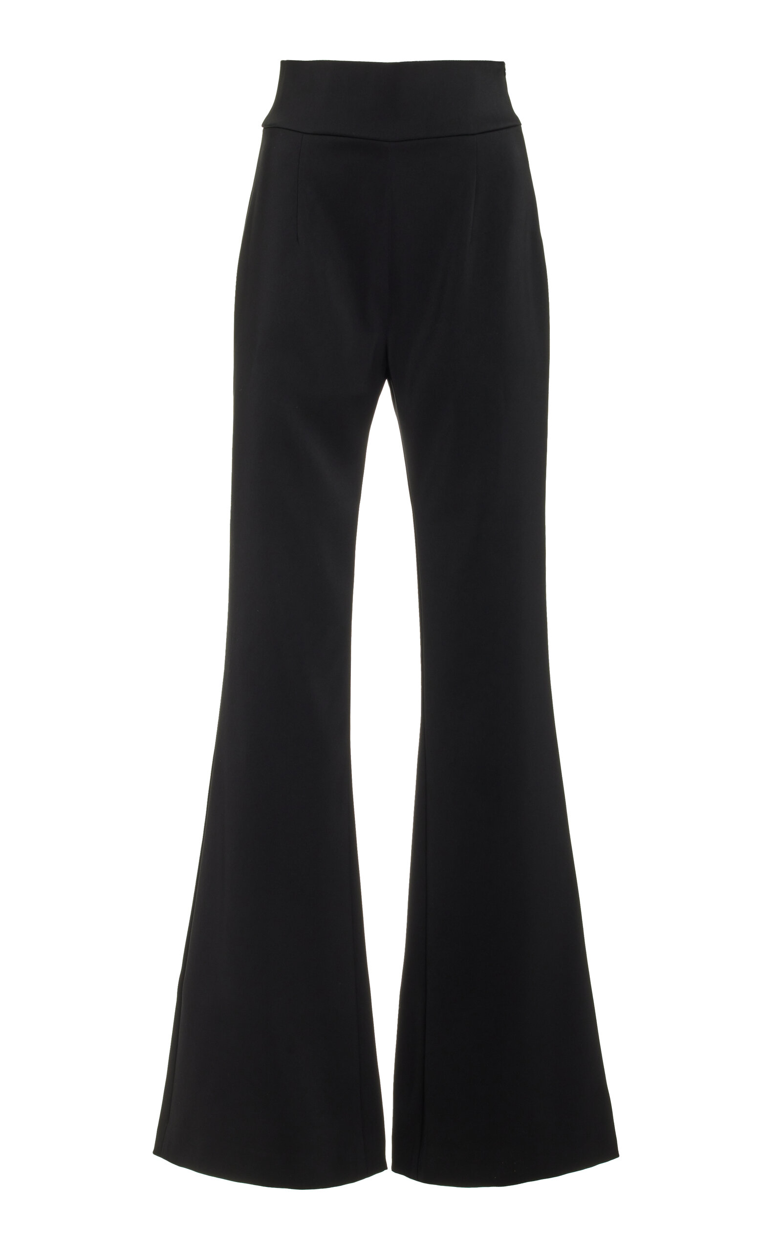 Shop Galvan Flared Satin Pants In Black