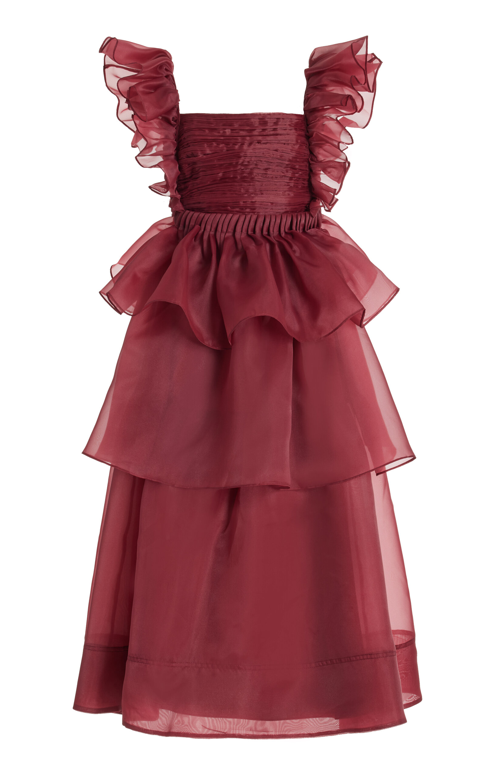 Shop Aje Asra Tiered Midi Dress In Red