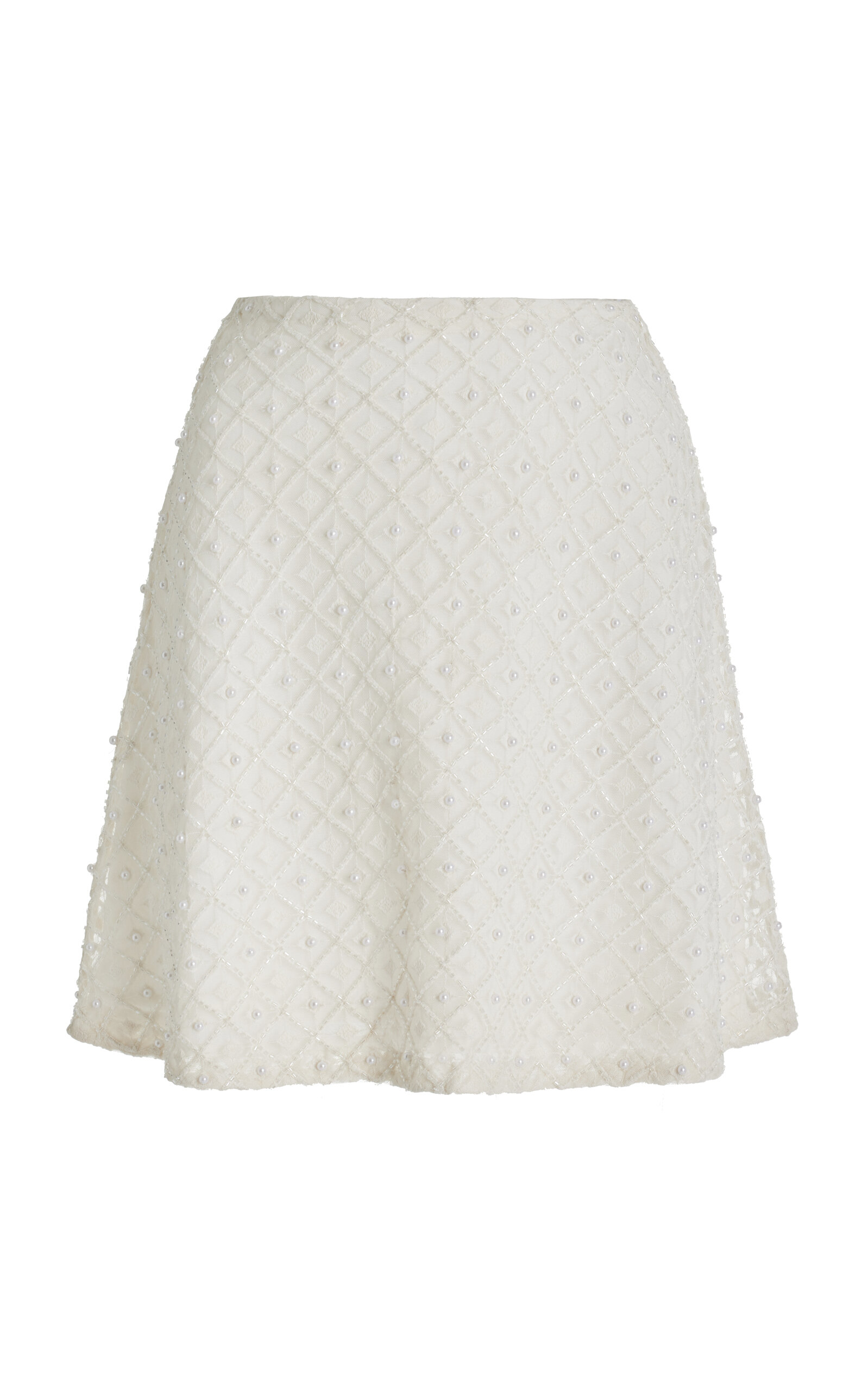 Shop Aje Freya Crystal And Pearl-embellished Mini Skirt In Ivory