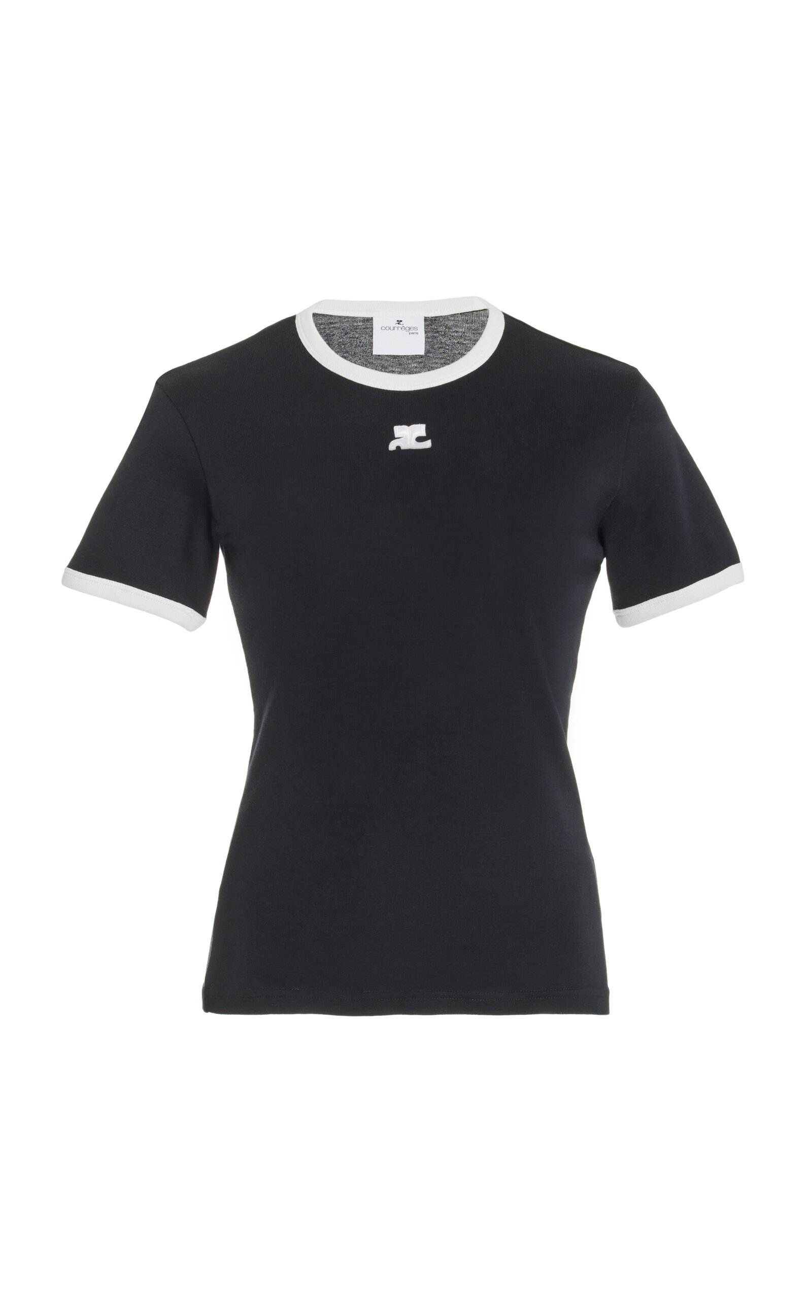 Courrèges Reedition Bumpy Contrast T-shirt In Black,white