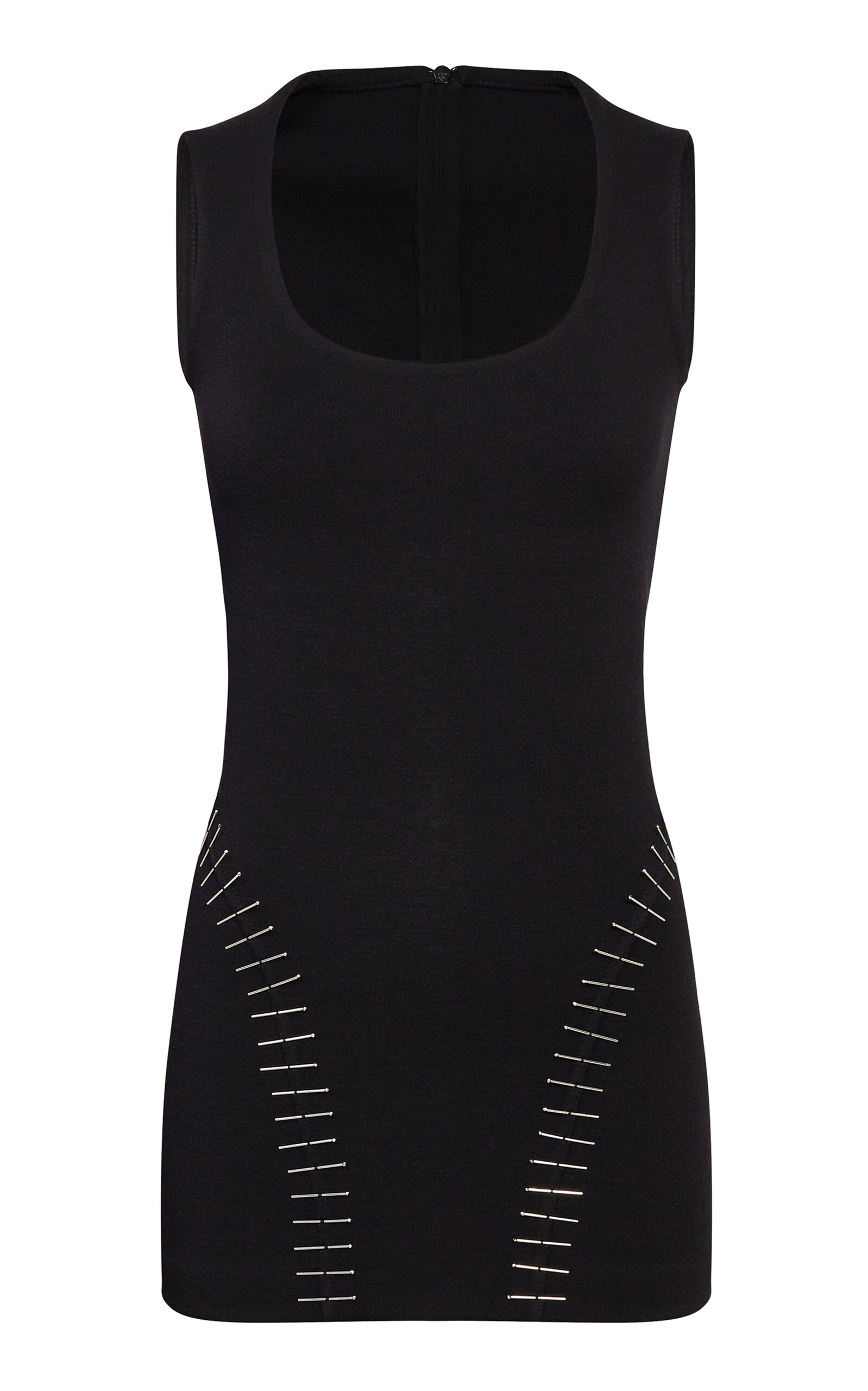 Alaïa Pin Embroidered Wool Knit Mini Dress In Black