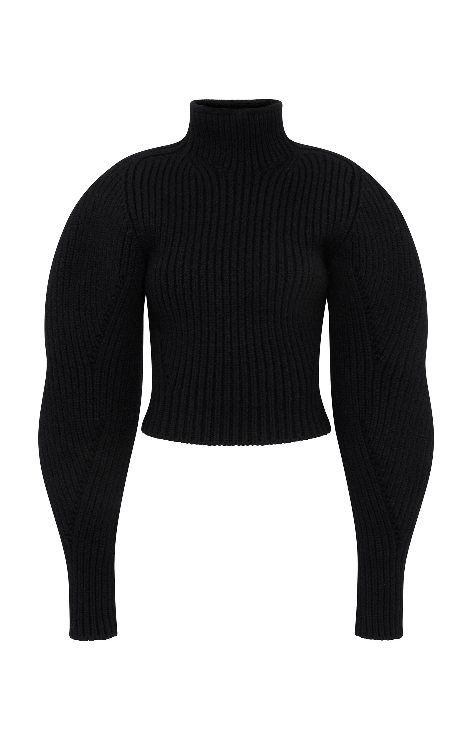 Shop Alaïa Ribbed-knit Wool-blend Top In Black