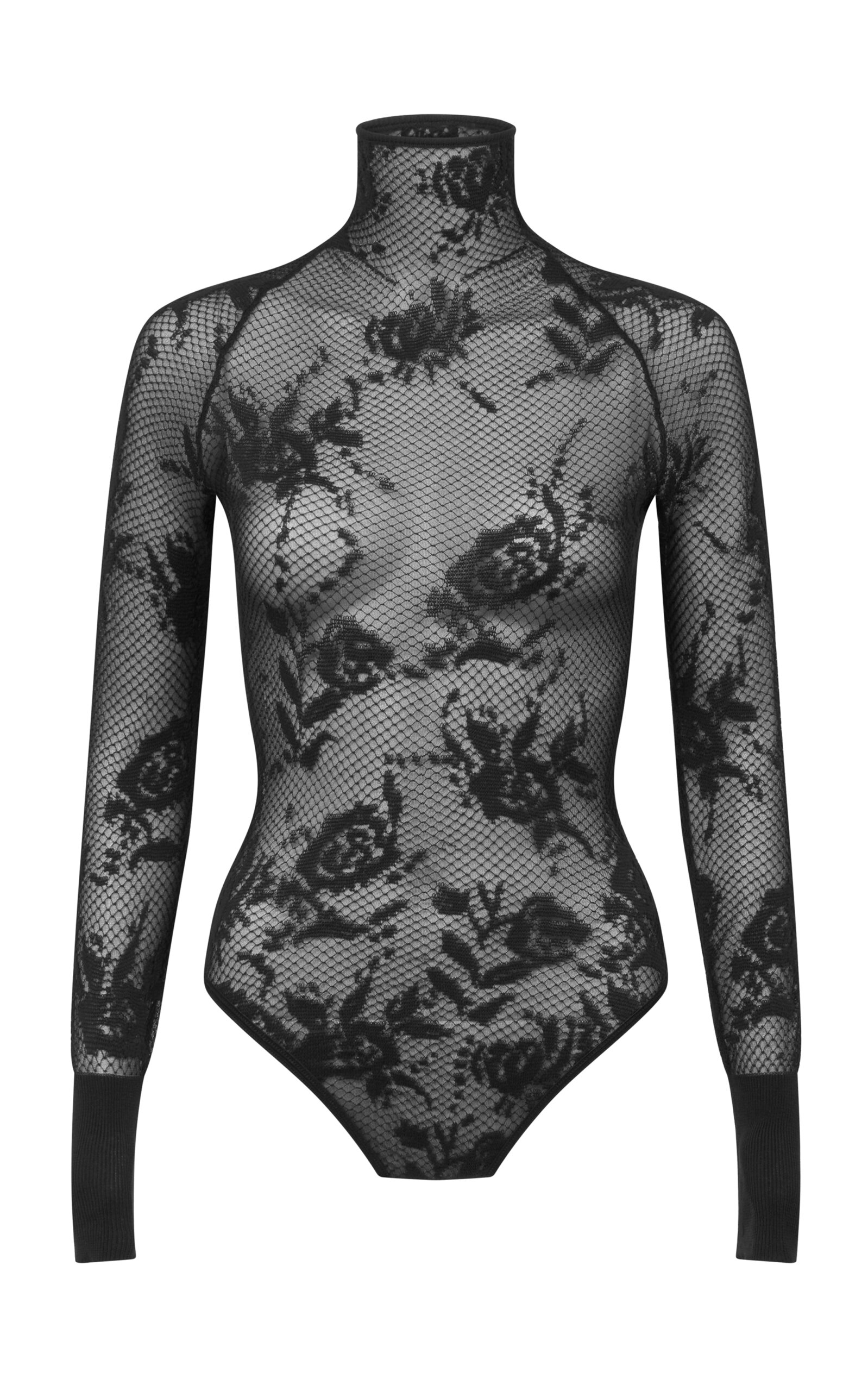 ALAÏA COTTON-BLEND LACE BODYSUIT