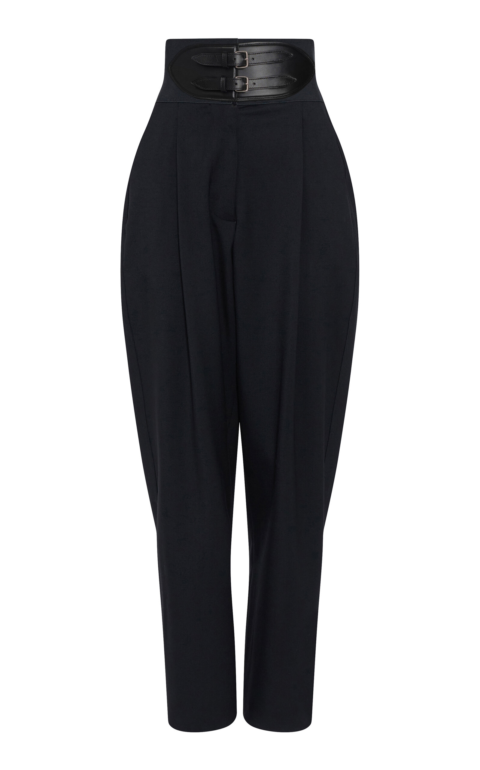 Shop Alaïa Belted Stretch-wool Cropped Pants In Black