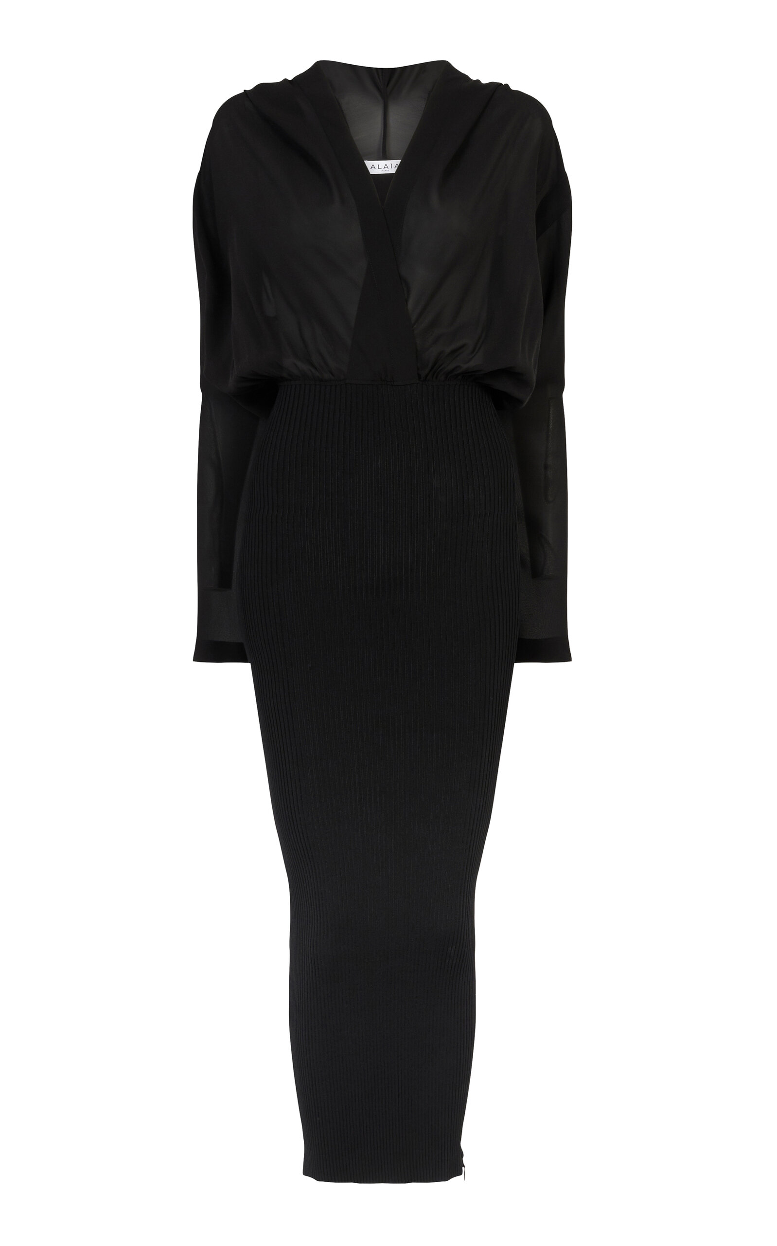 Alaïa Women's Bi-fabric Midi Dress In Black