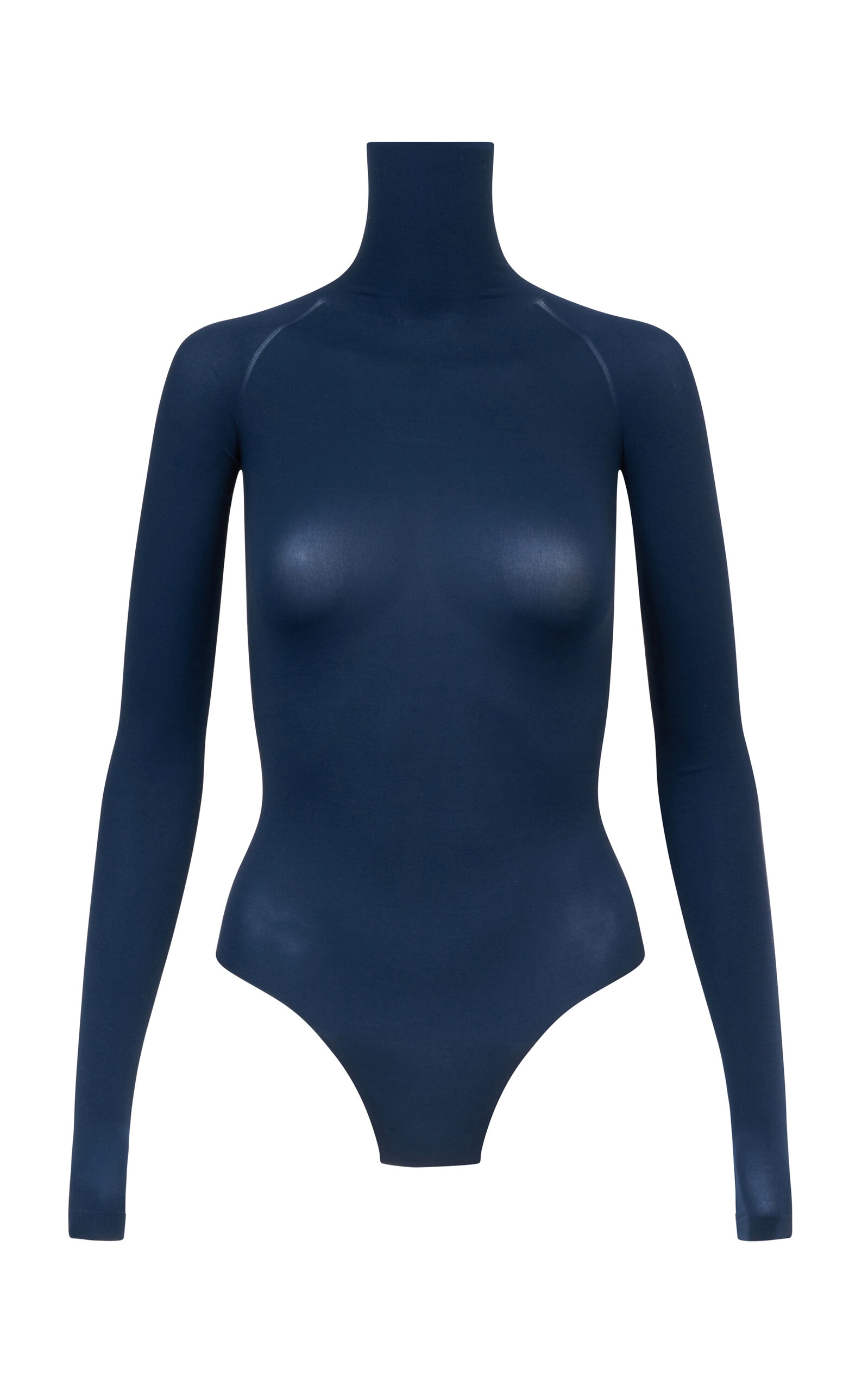 Shop Alaïa Knit Turtleneck Bodysuit In Blue