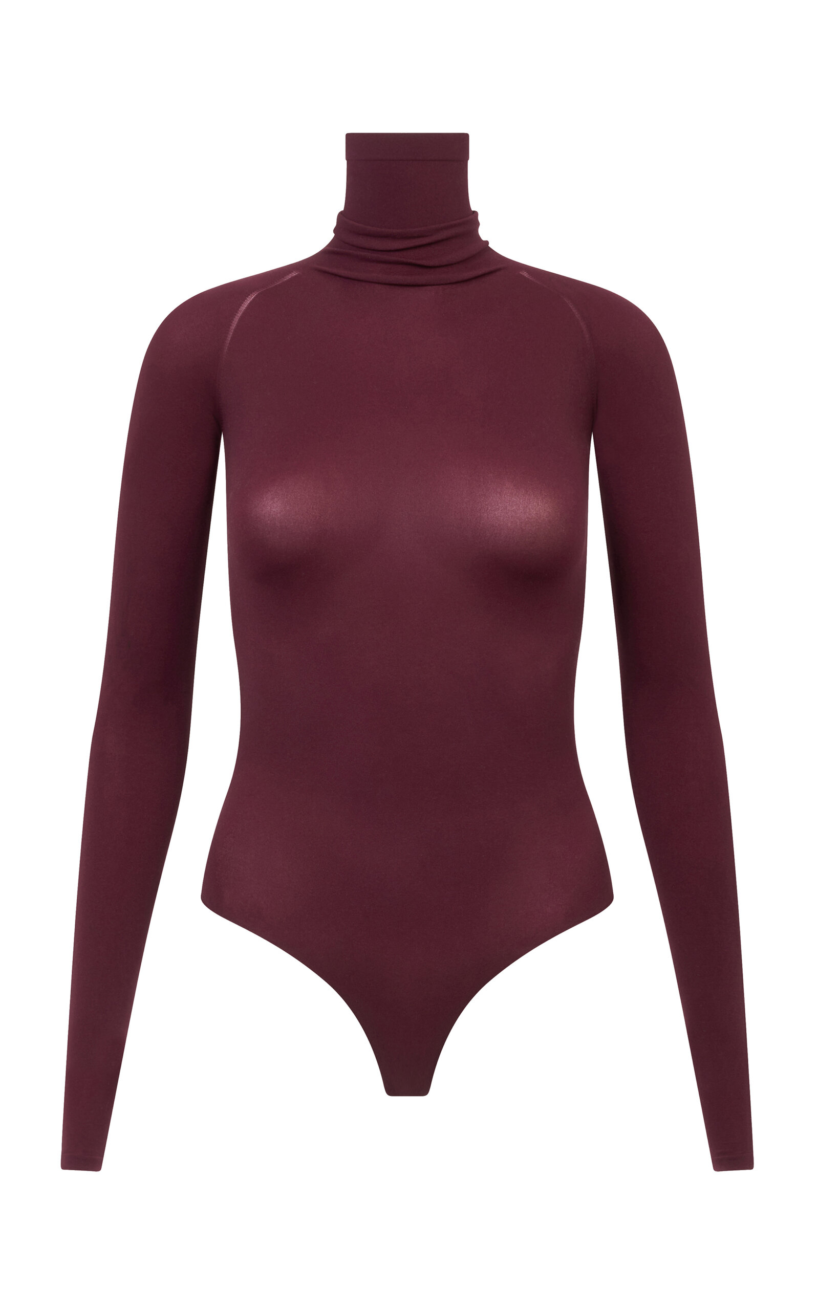 Alaïa Women's String Turtleneck Bodysuit In Burgundy